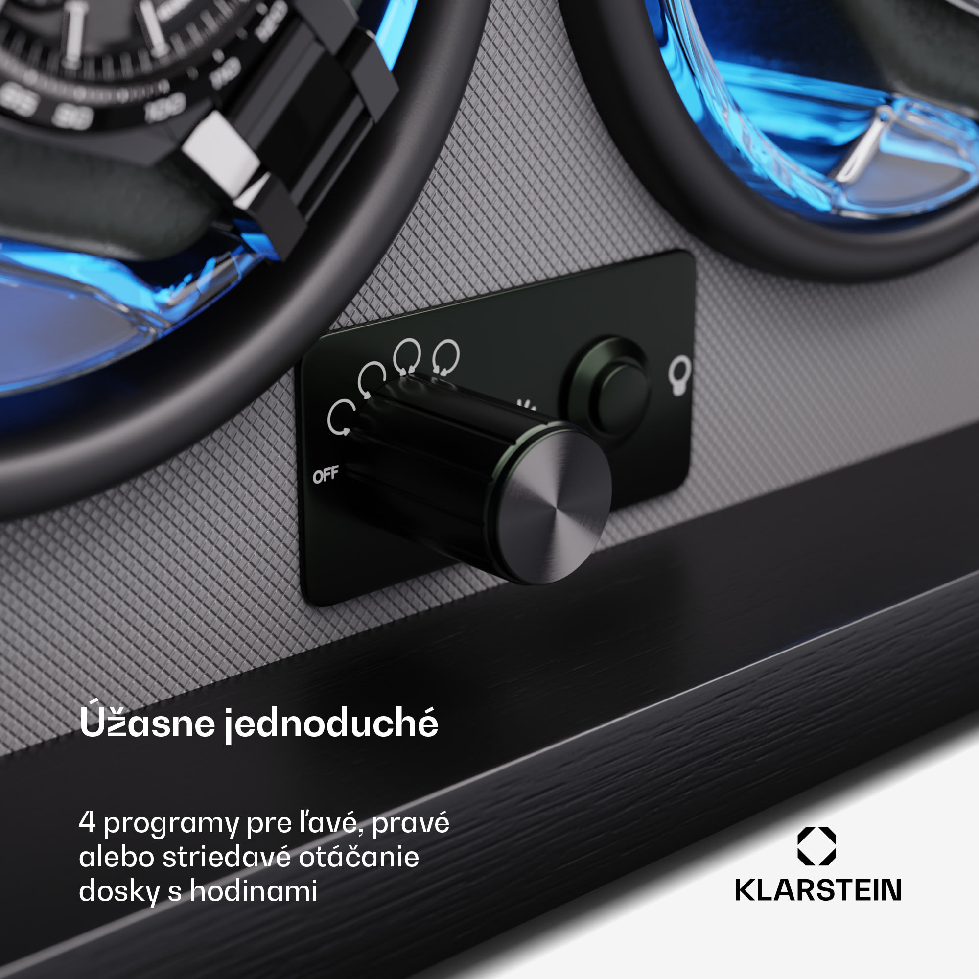 Klarstein Brienz 2, naťahovač hodiniek, 2 hodinky, 4 režimy, drevený vzhľad, modré vnútorné osvetlenie – Obrázok 5