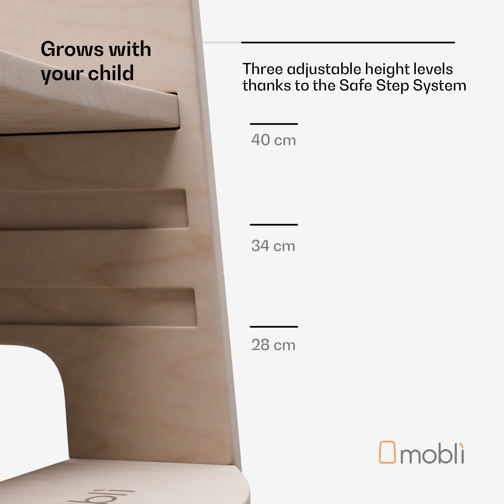 Mobli Ully Montessori, učebná veža, MDF, 40,5 x 86 x 38 cm, výškovo nastaviteľná – Obrázok 3