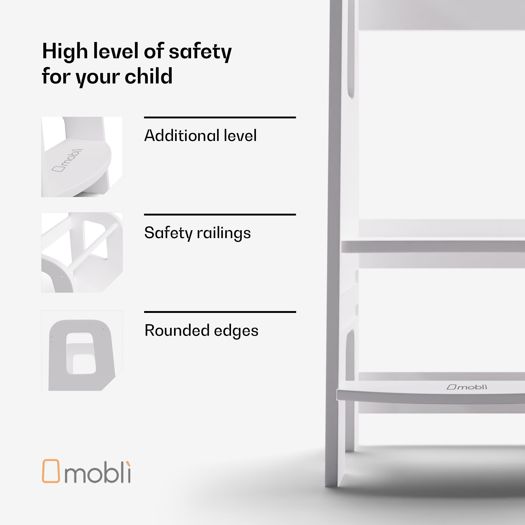 Mobli Ully Montessori, učebná veža, MDF, 40,5 x 86 x 38 cm, výškovo nastaviteľná – Obrázok 4