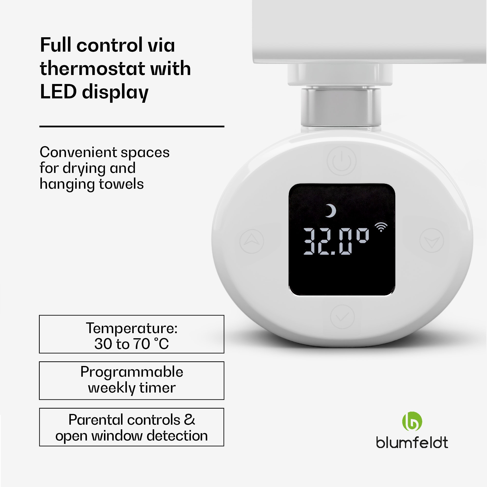 Blumfeldt Fairmont Smart, radiátor, 80 x 45 cm, 600 W – Obrázok 5