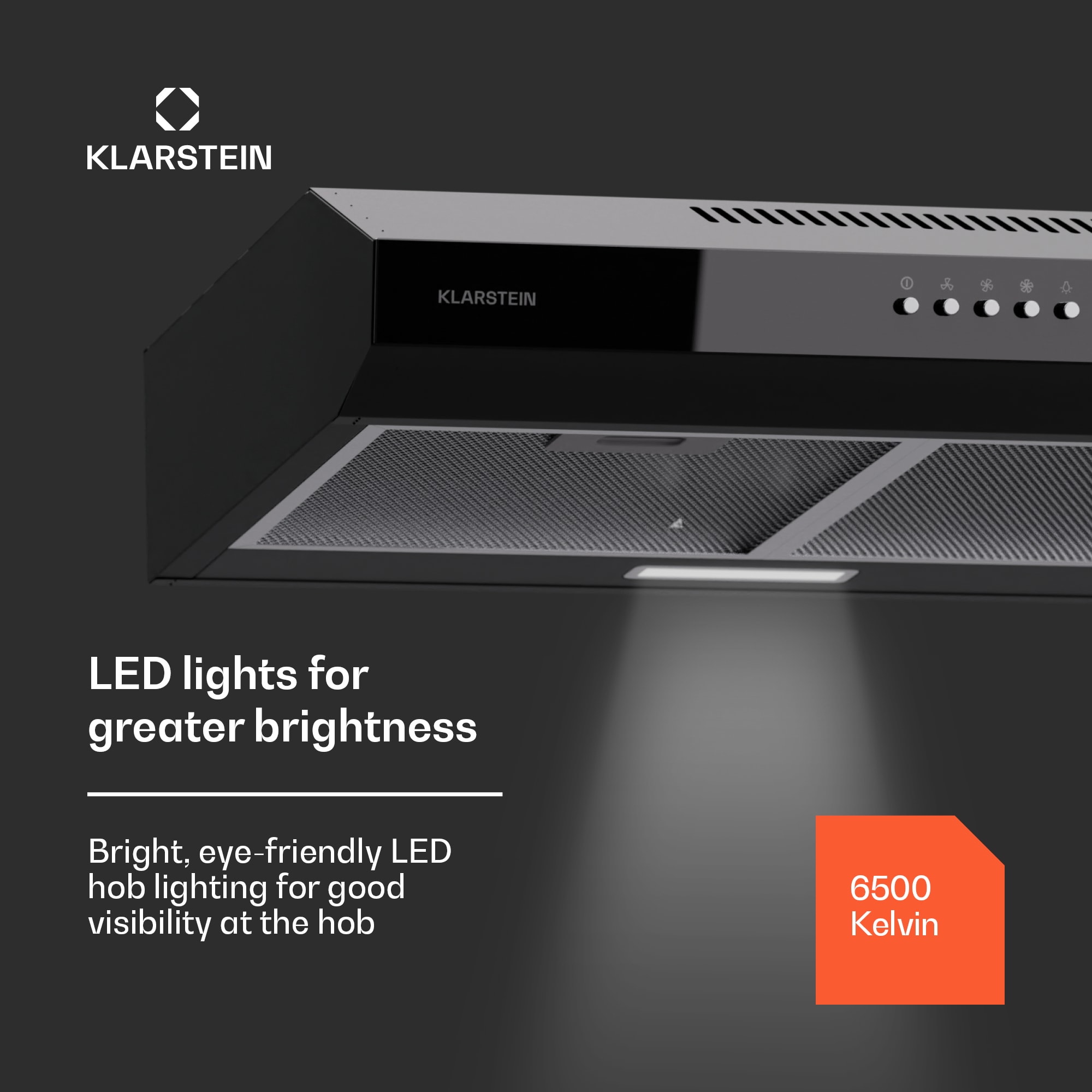 Klarstein Contempo 60, digestor, 60 cm, podskrinkový, 200 m³/h, LED, akryl, nehrdzavejúca oceľ – Obrázok 4