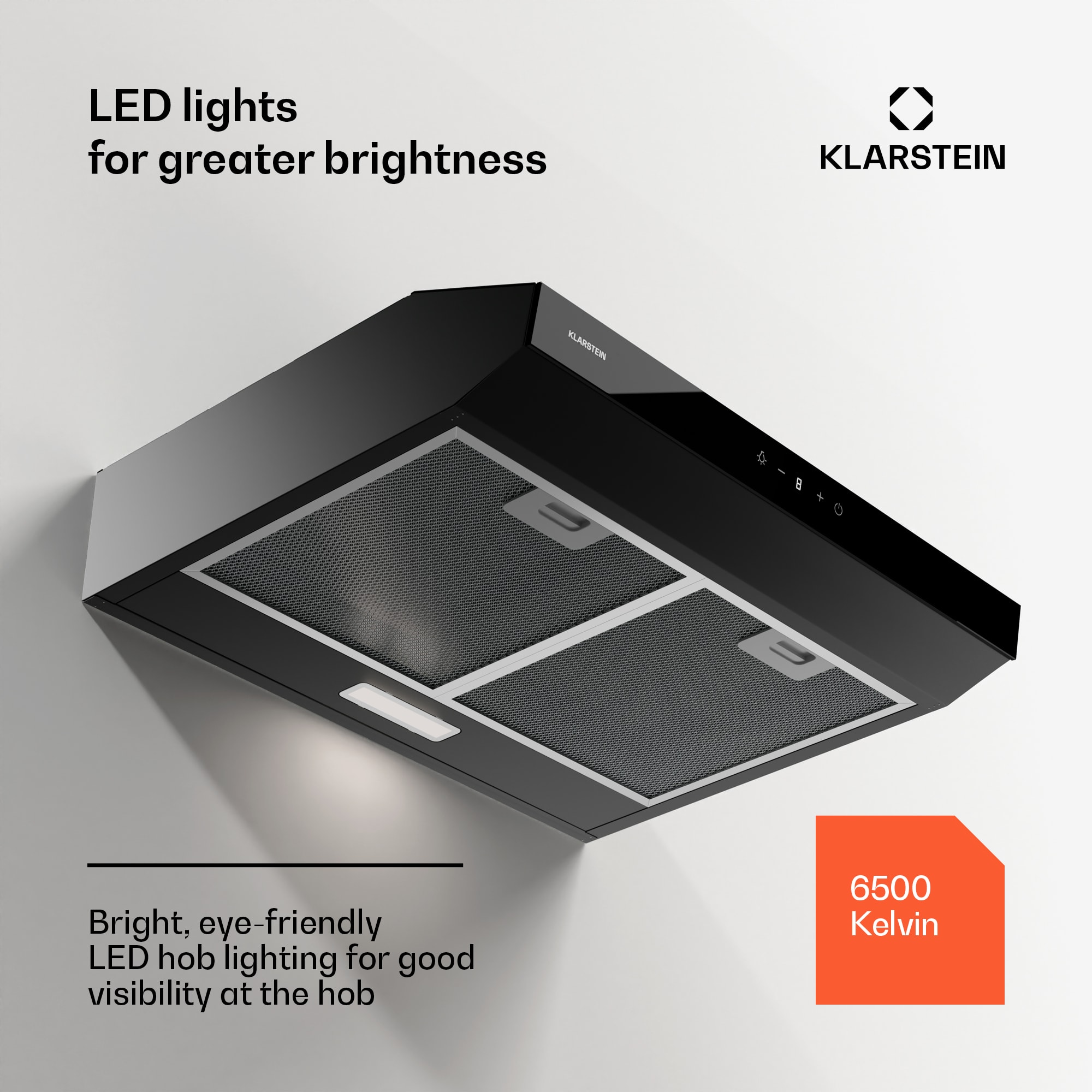 Klarstein Contempo Neo, digestor, podskrinkový, recirkulácia, 175 m³/h, SenseControl, integrované dotykové ovládanie, nehrdzavejúca oceľ / akrylátové sklo – Obrázok 4