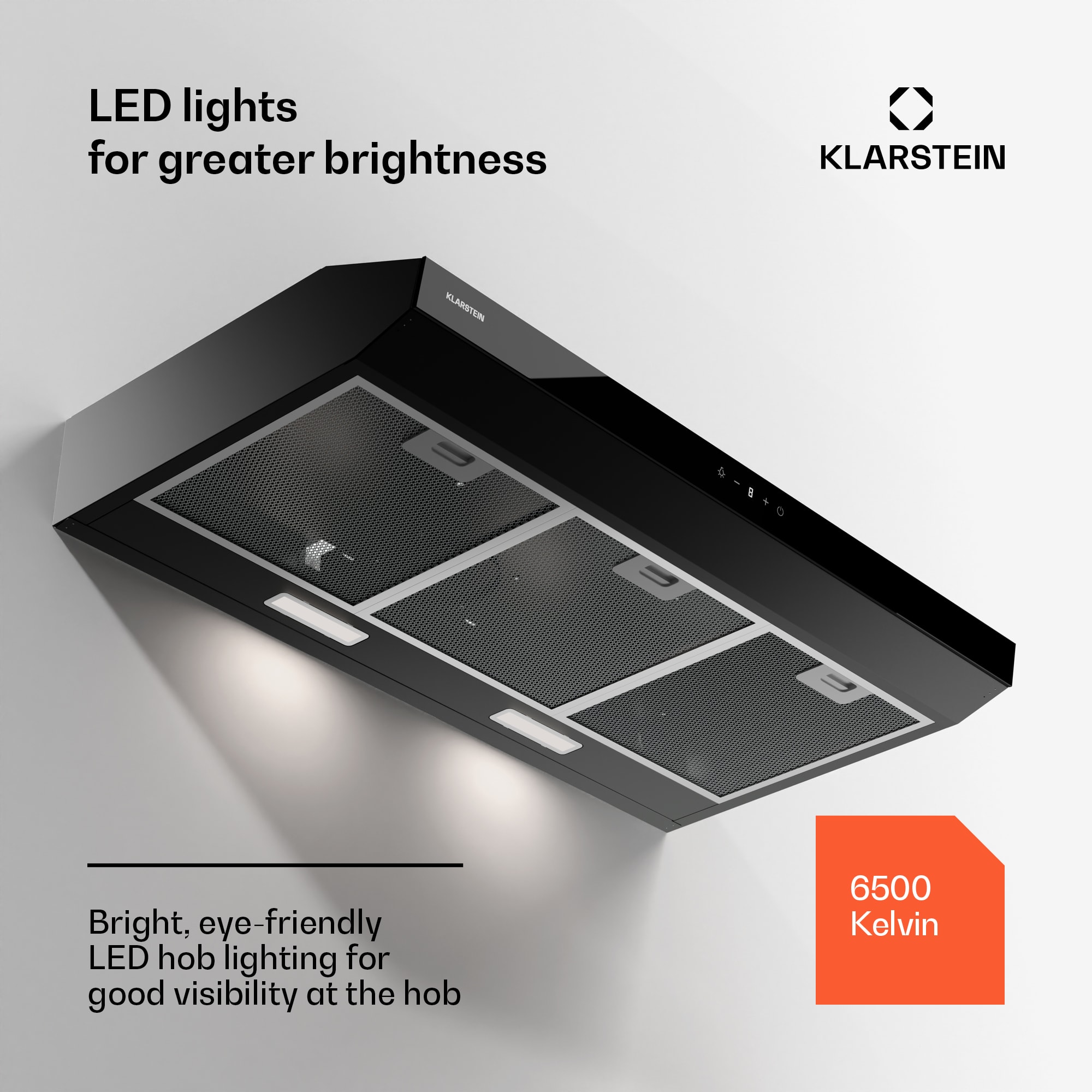 Klarstein Contempo Neo, digestor, podskrinkový, recirkulácia, 175 m³/h, SenseControl, integrované dotykové ovládanie, nehrdzavejúca oceľ / akrylátové sklo – Obrázok 4