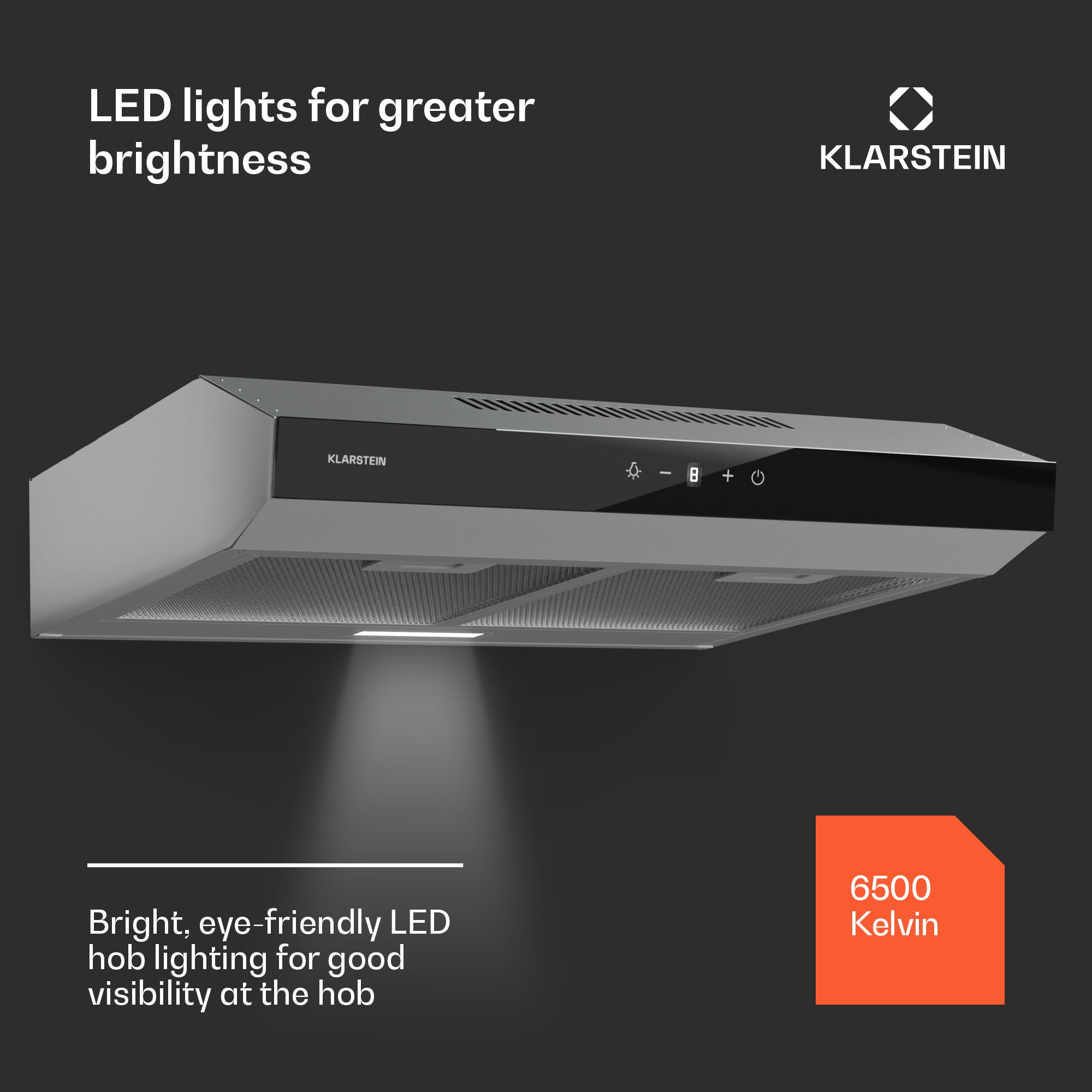 Klarstein Contempo Neo, digestor, podskrinkový, recirkulácia, 175 m³/h, SenseControl, integrované dotykové ovládanie – Obrázok 4