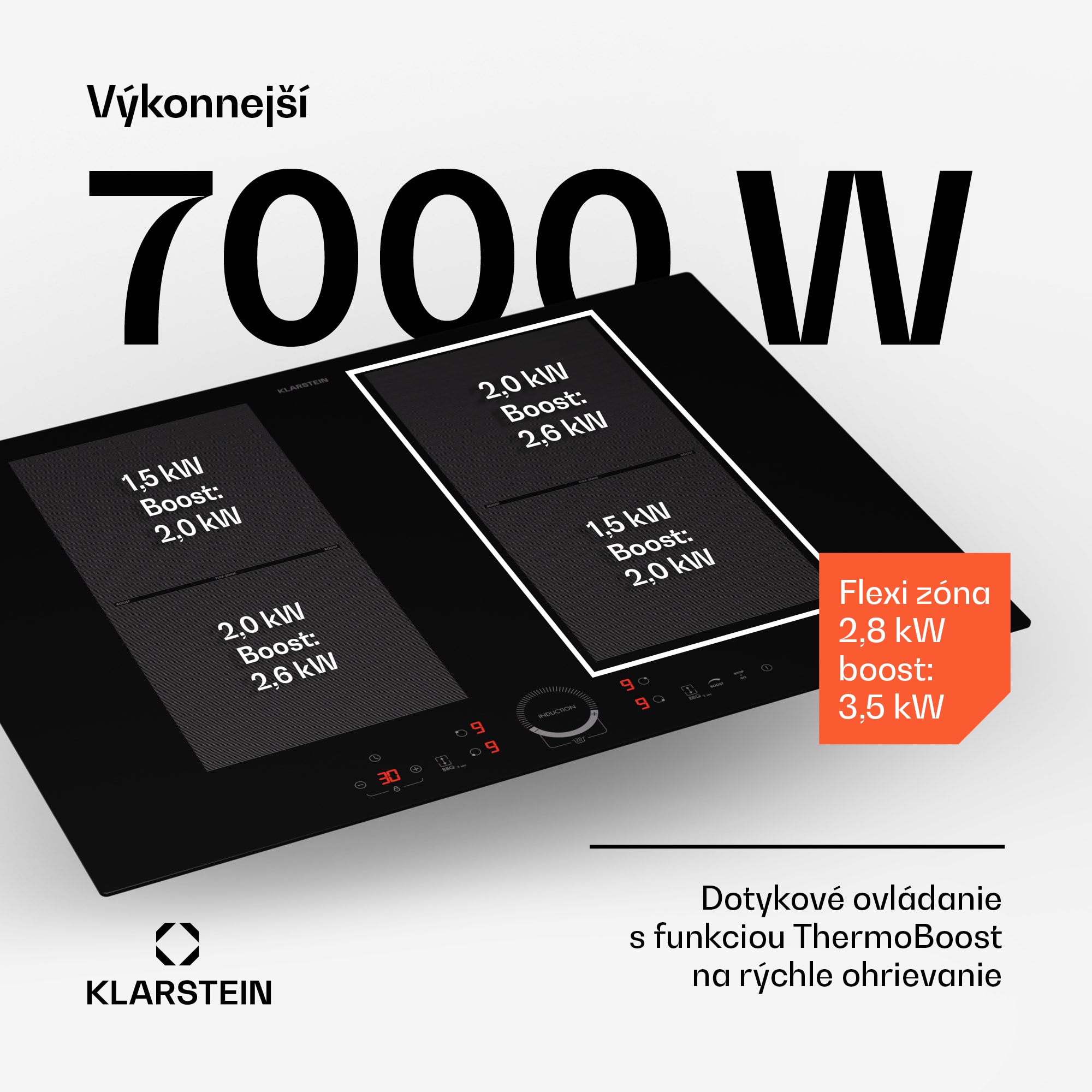 Klarstein Delicatessa 70 Flex, vstavaná indukčná varná doska, 4 zóny, 7000 W, sklokeramika – Obrázok 3