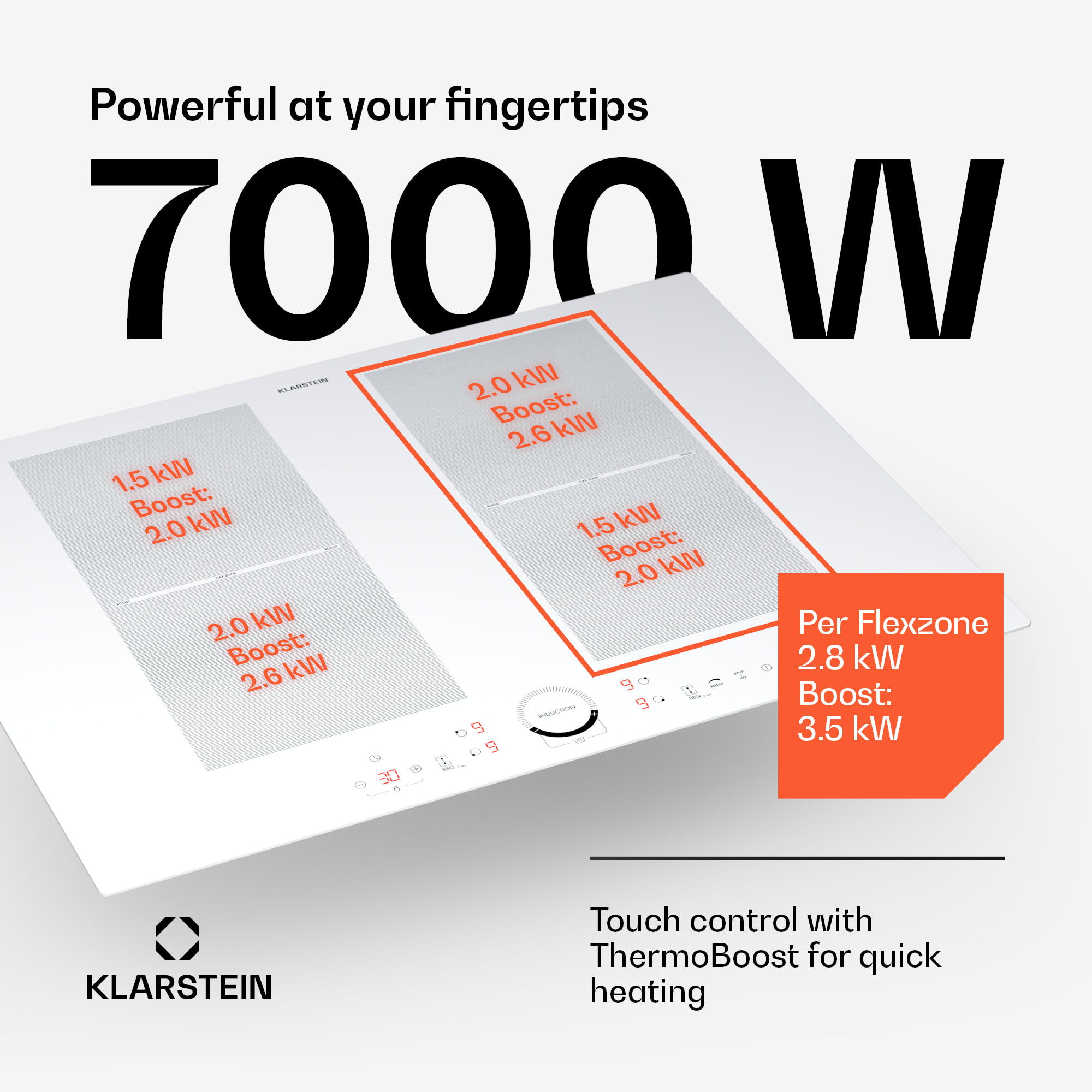 Klarstein Delicatessa 70 Flex, vstavaná indukčná varná doska, 4 zóny, 7000 W, sklokeramika – Obrázok 3