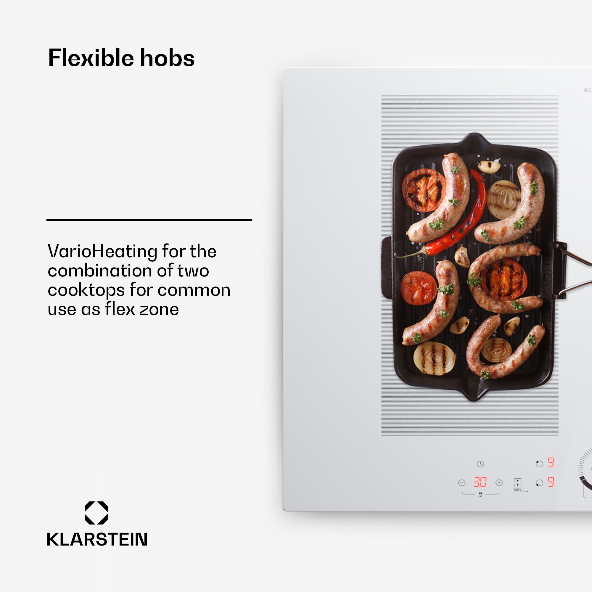 Klarstein Delicatessa 70 Hybrid, vstavaná indukčná varná doska, 4 zóny, 7000 W, sklokeramika – Obrázok 4