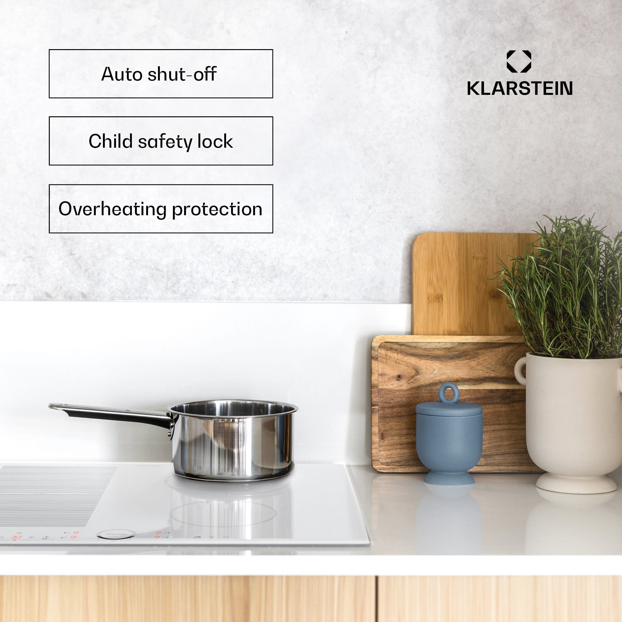 Klarstein Delicatessa 70 Hybrid, vstavaná indukčná varná doska, 4 zóny, 7000 W, sklokeramika – Obrázok 5