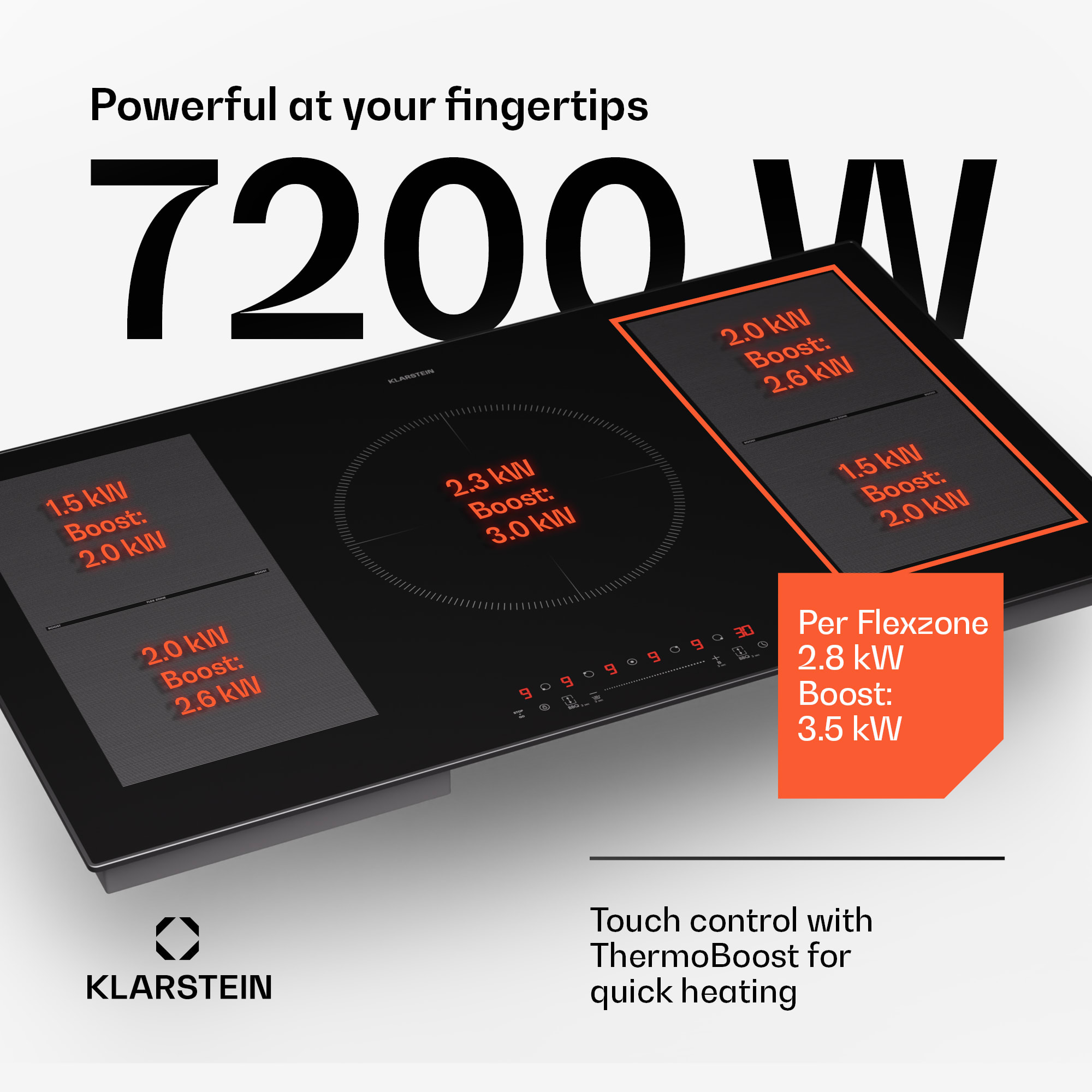 Klarstein Delicatessa 90 Hybrid Prime vstavaná indukčná varná doska 5 zón 7200 W sebestačná – Obrázok 3