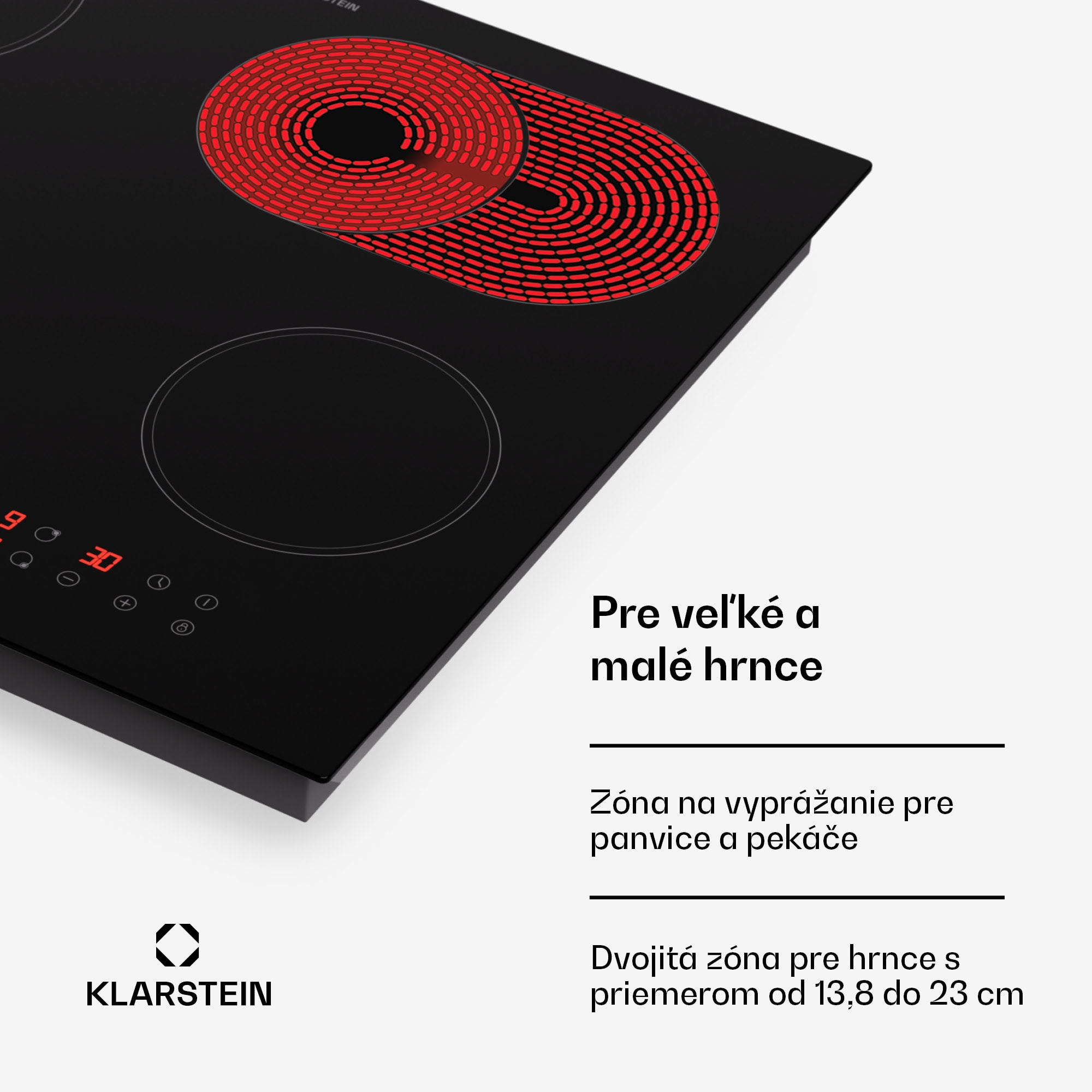 Klarstein Virtuosa 4, varná doska, 60 cm, 6500 W, dvojzónová, Pluszone, časovač, sklokeramika – Obrázok 4