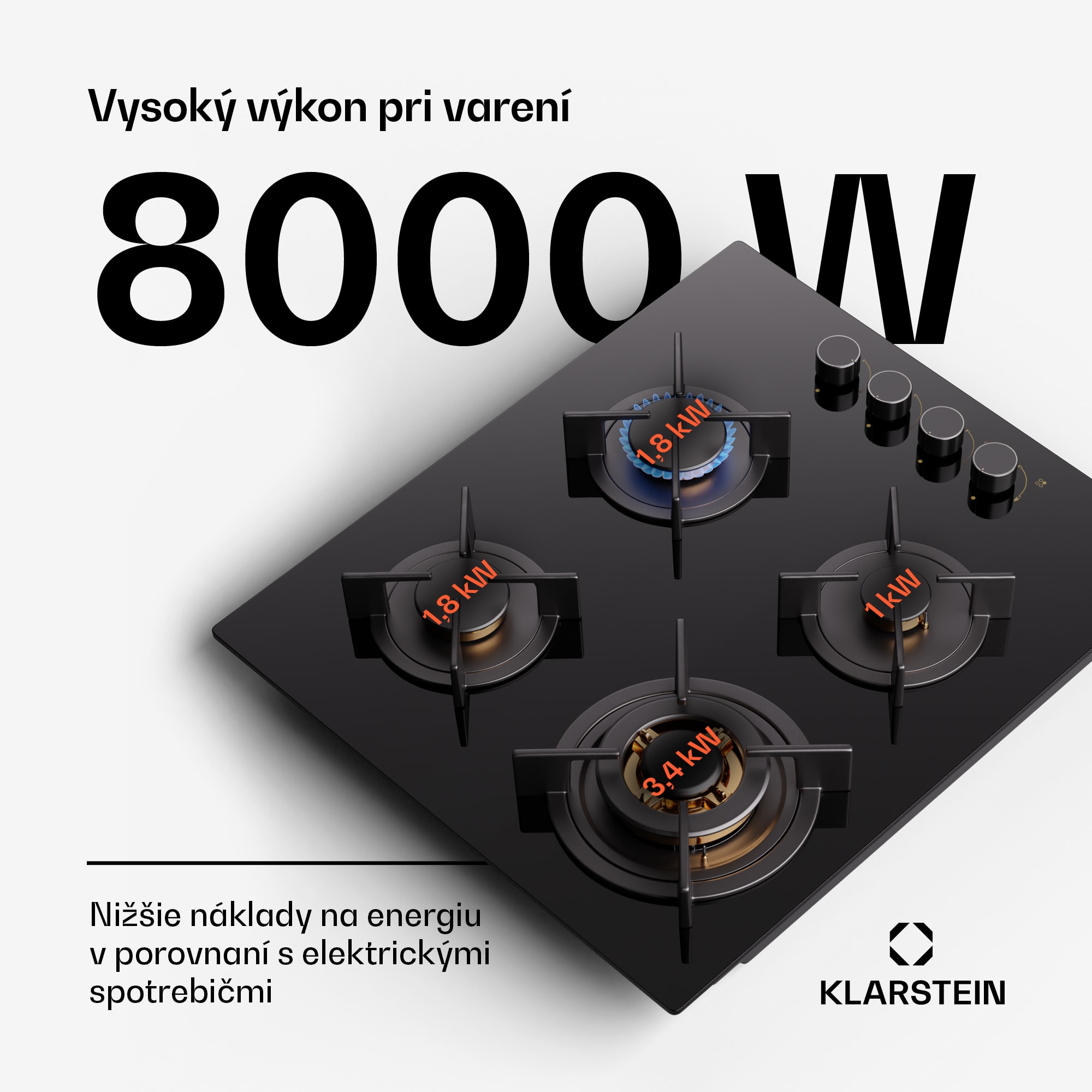 Klarstein Goldflame 4, plynová varná doska, 4 horáky – Obrázok 2