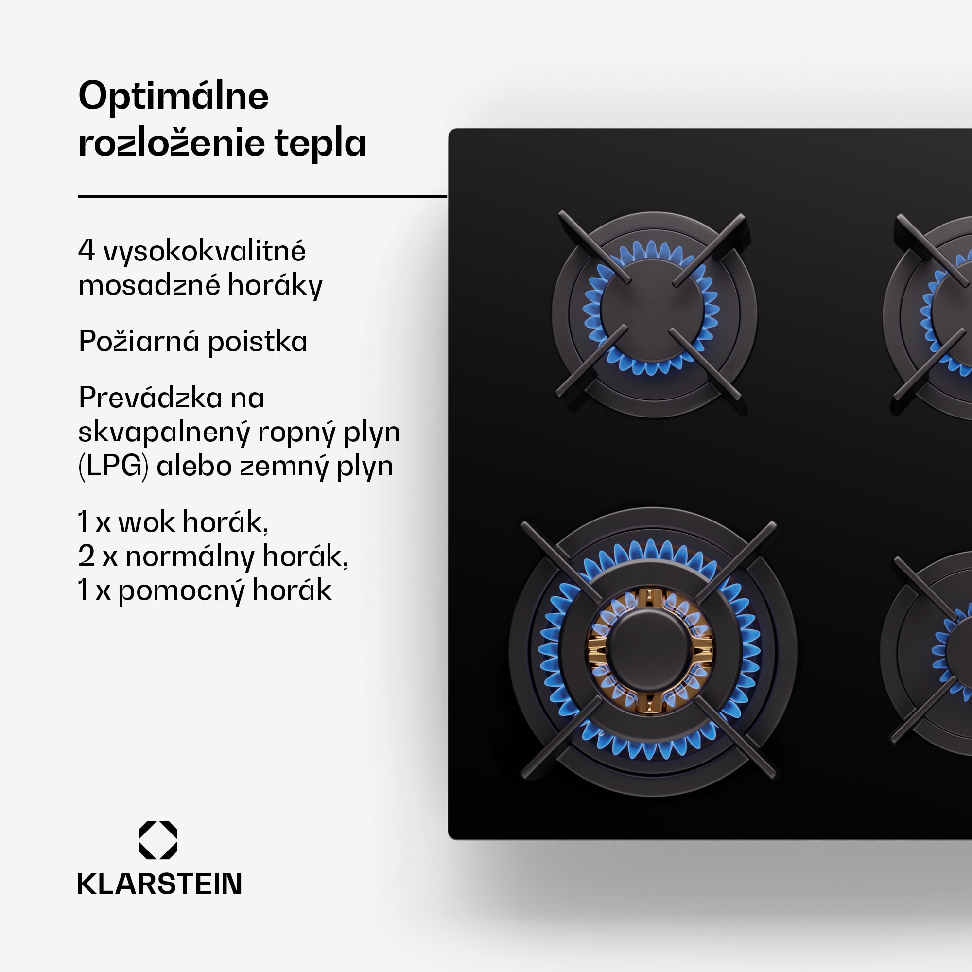 Klarstein Goldflame 4, plynová varná doska, 4 horáky – Obrázok 3