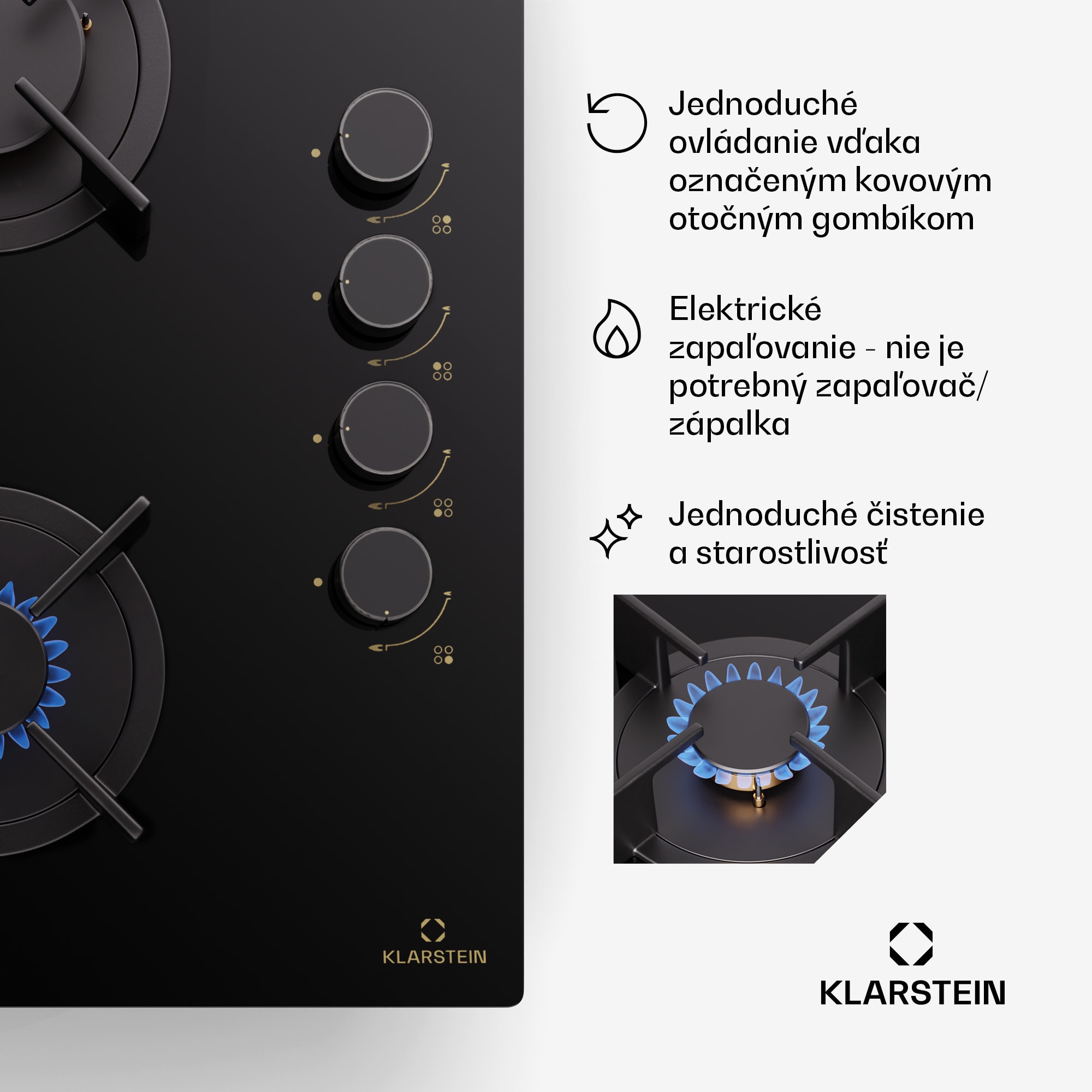 Klarstein Goldflame 4, plynová varná doska, 4 horáky – Obrázok 5