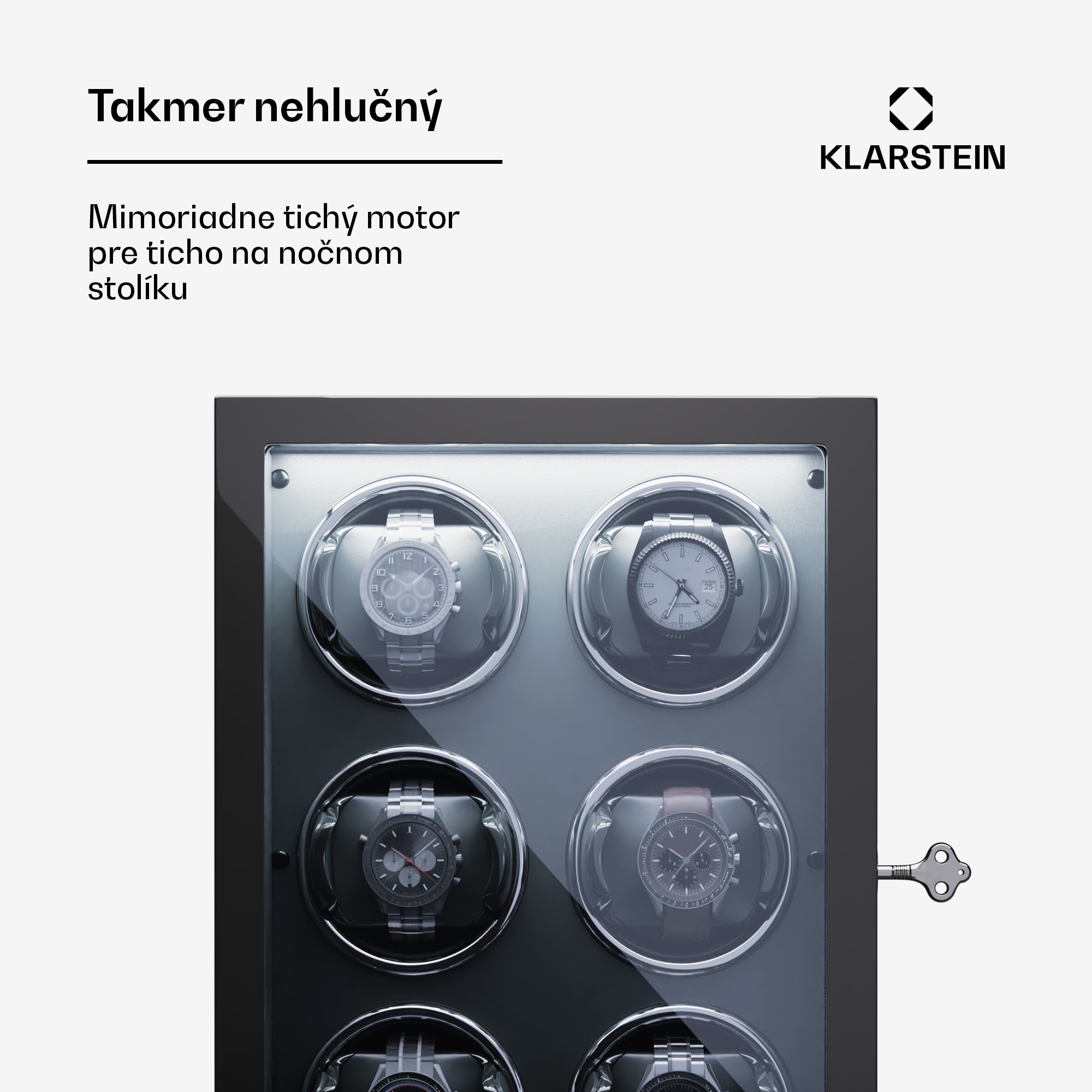 Klarstein Sarthe 6, naťahovač hodiniek, na 6 hodiniek, 5 režimov otáčania, LED osvetlenie, dotýkové ovládanie, diaľkové ovládanie – Obrázok 3