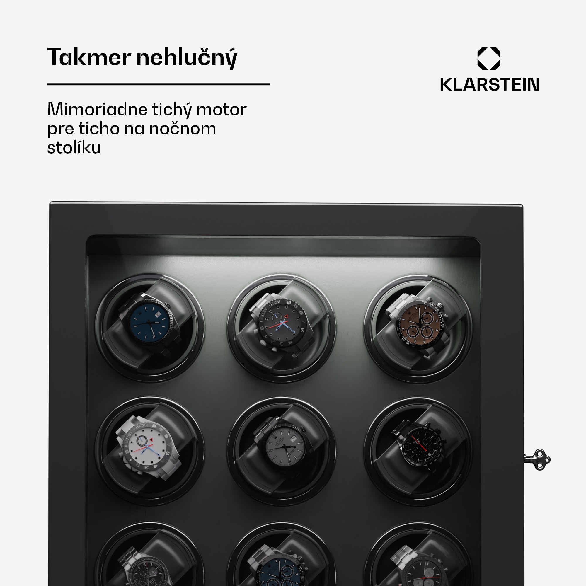 Klarstein Verdon 9, naťahovač hodiniek, na 9 hodiniek, 3 režimy, 5 rýchlostí, LED, diaľkové ovládanie – Obrázok 4