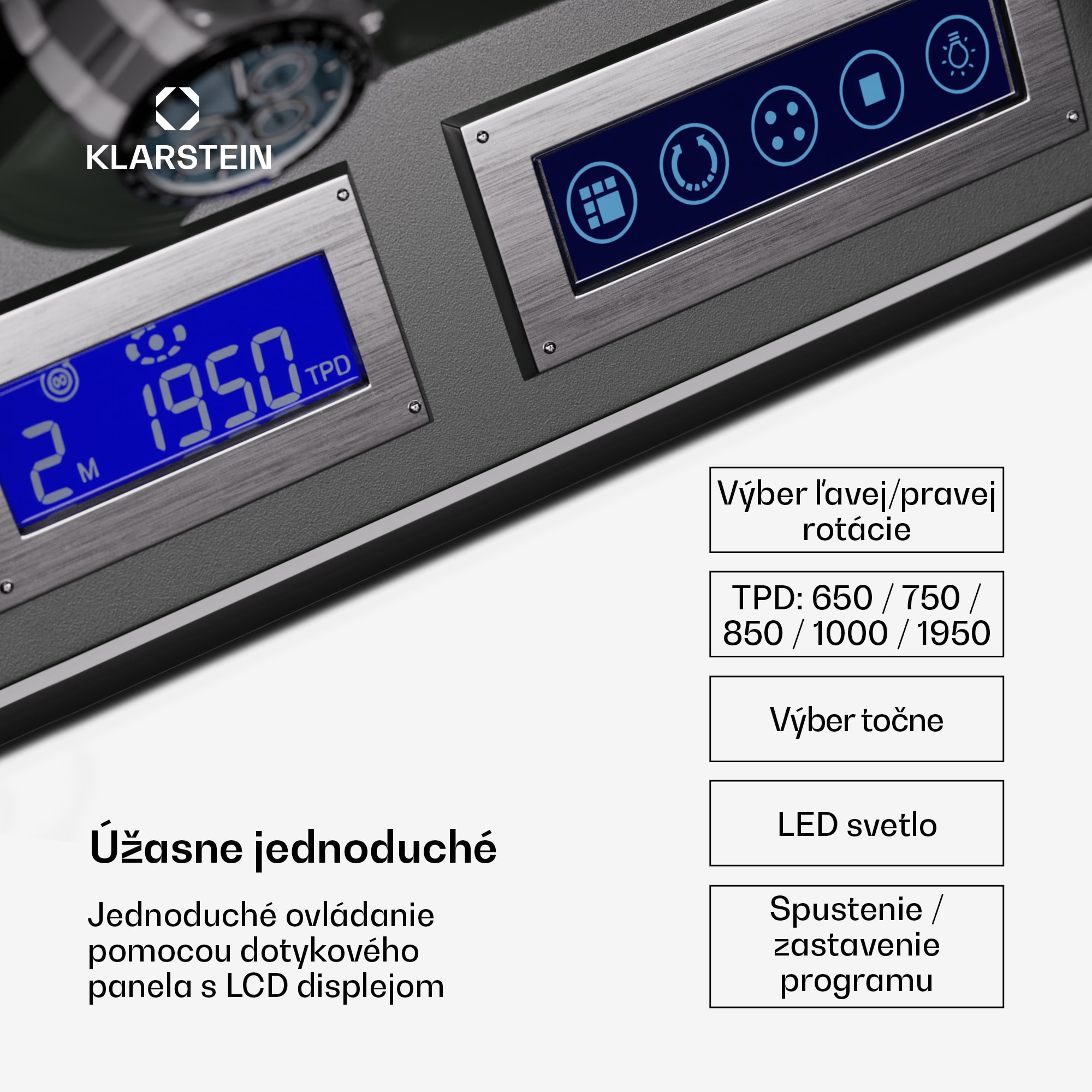 Klarstein Verdon 9, naťahovač hodiniek, na 9 hodiniek, 3 režimy, 5 rýchlostí, LED, diaľkové ovládanie – Obrázok 5