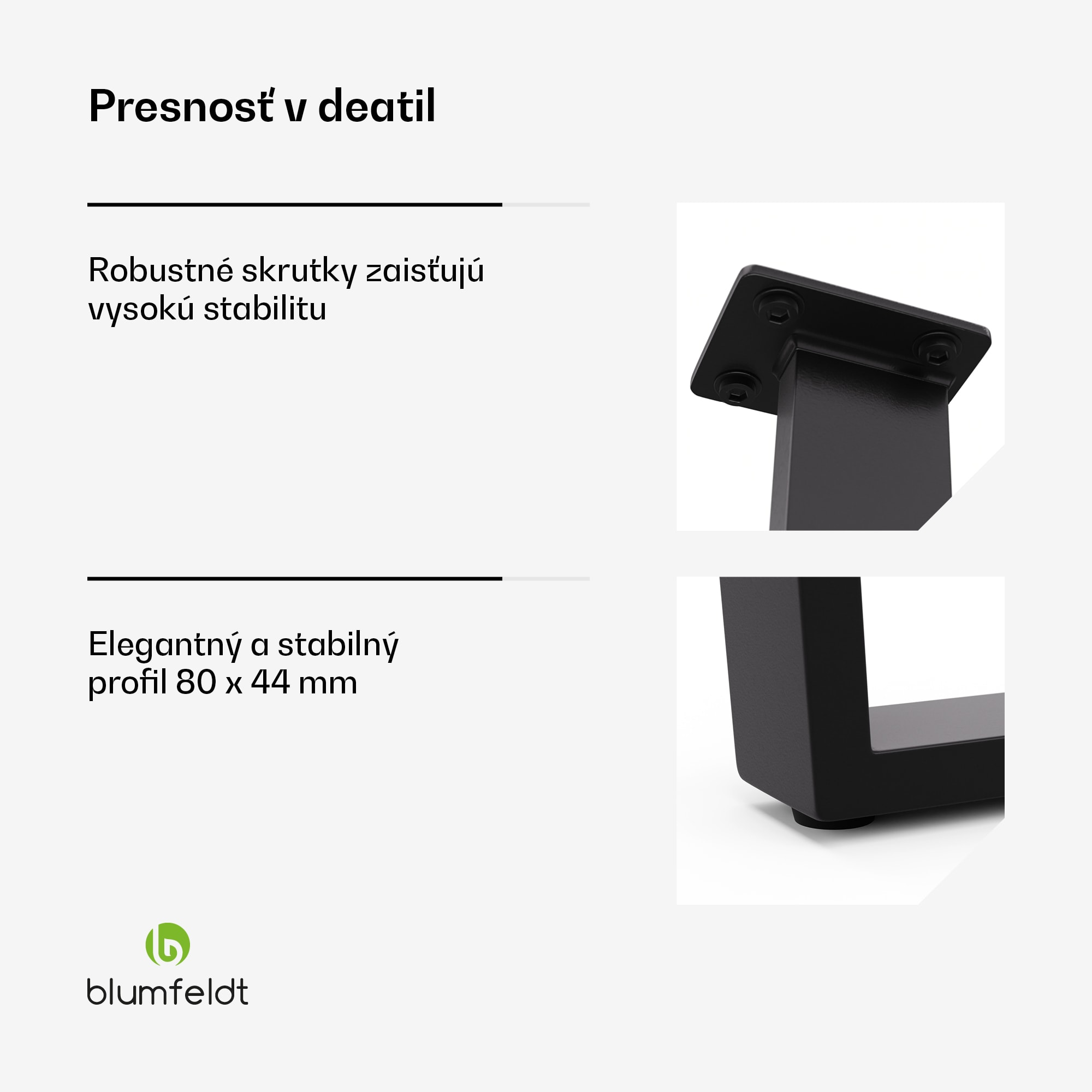 Blumfeldt Ayr Table Legs, Nohy stola 82 x 72 cm, kov – Obrázok 5