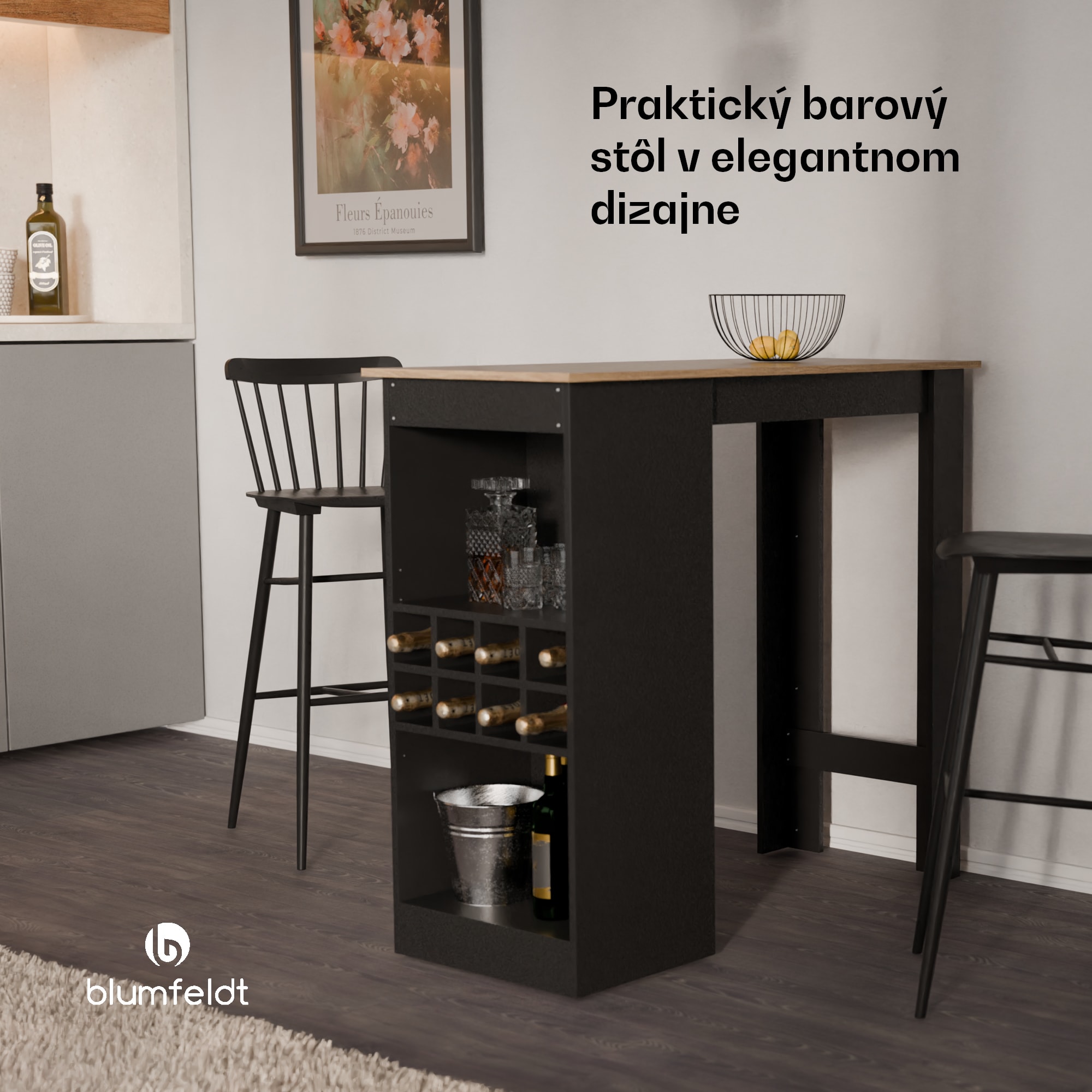 Blumfeldt Bellshill, barový stôl, pultový stôl, domáci bar – Obrázok 2