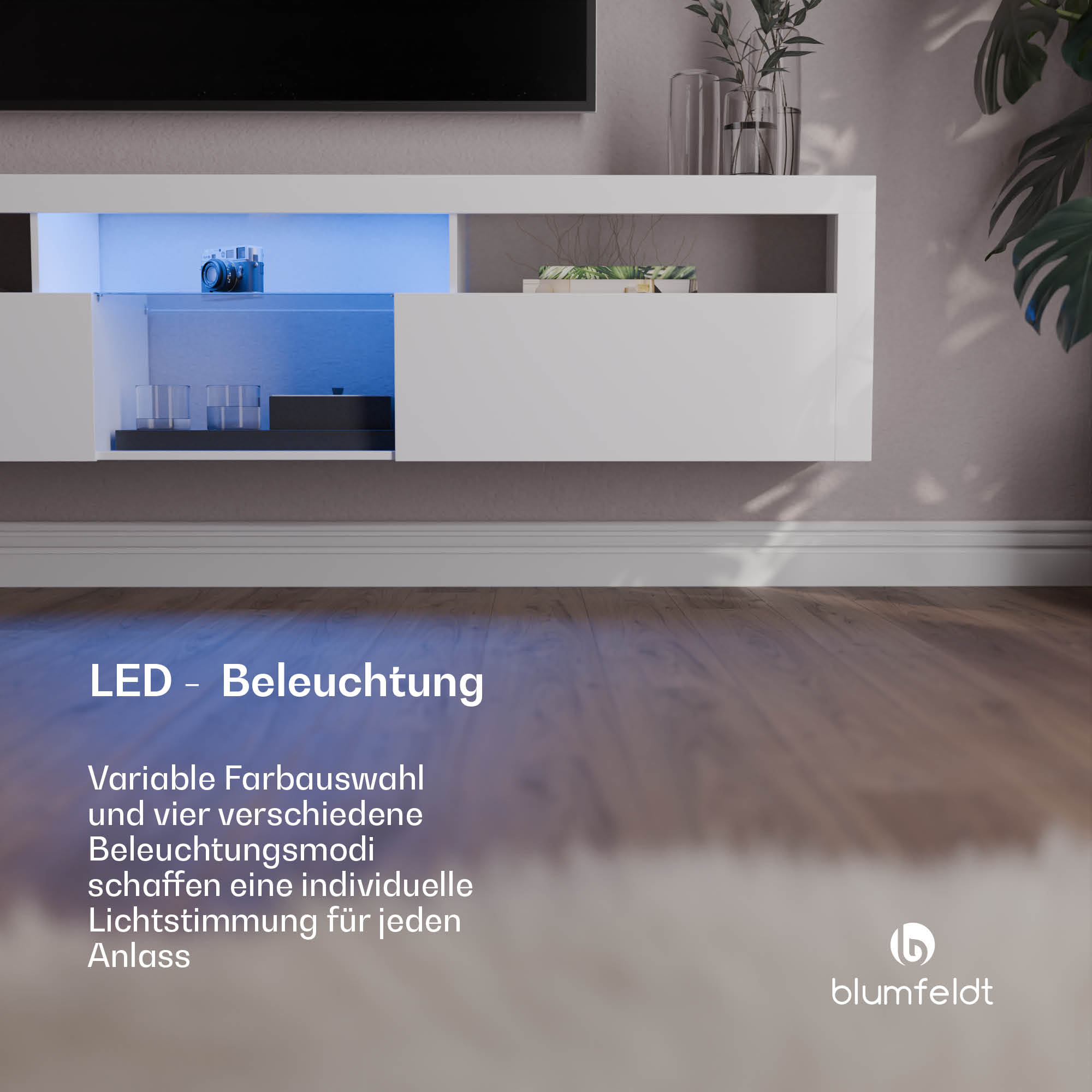 Blumfeldt Elgin, TV skrinka, 150 x 30 x 40 cm, LED – Obrázok 3