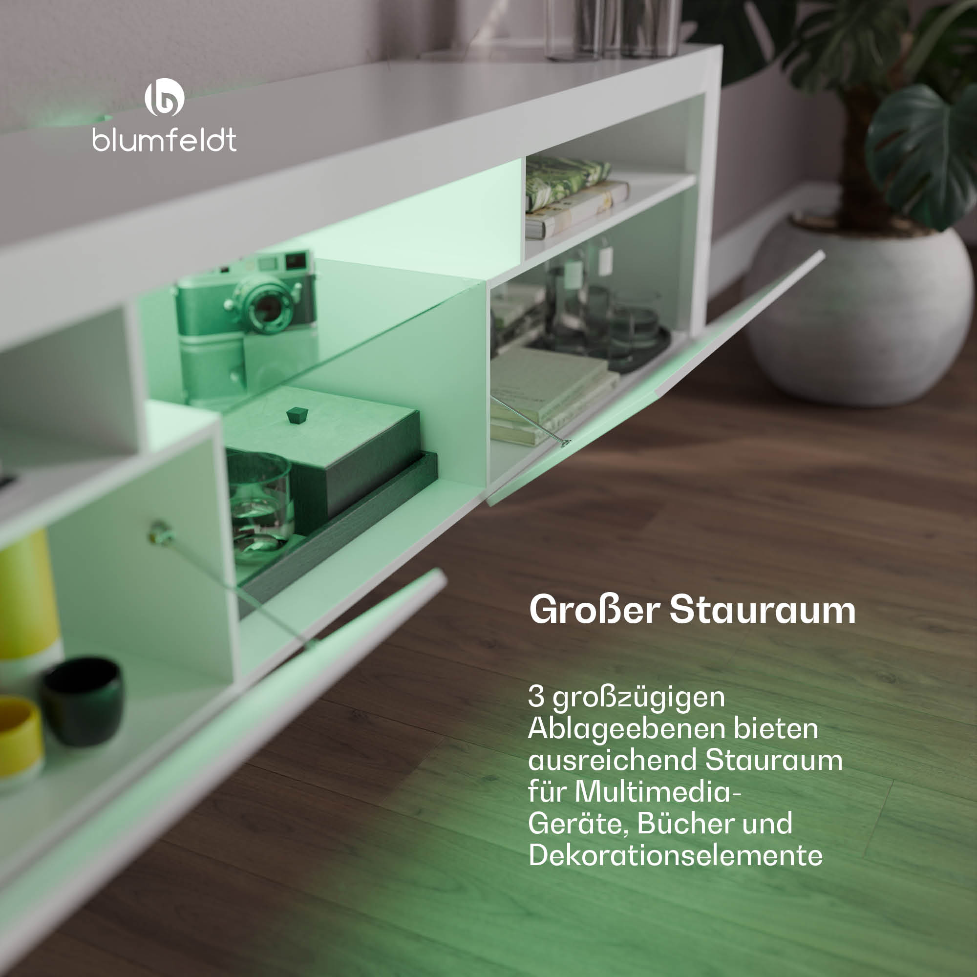 Blumfeldt Elgin, TV skrinka, 150 x 30 x 40 cm, LED – Obrázok 4