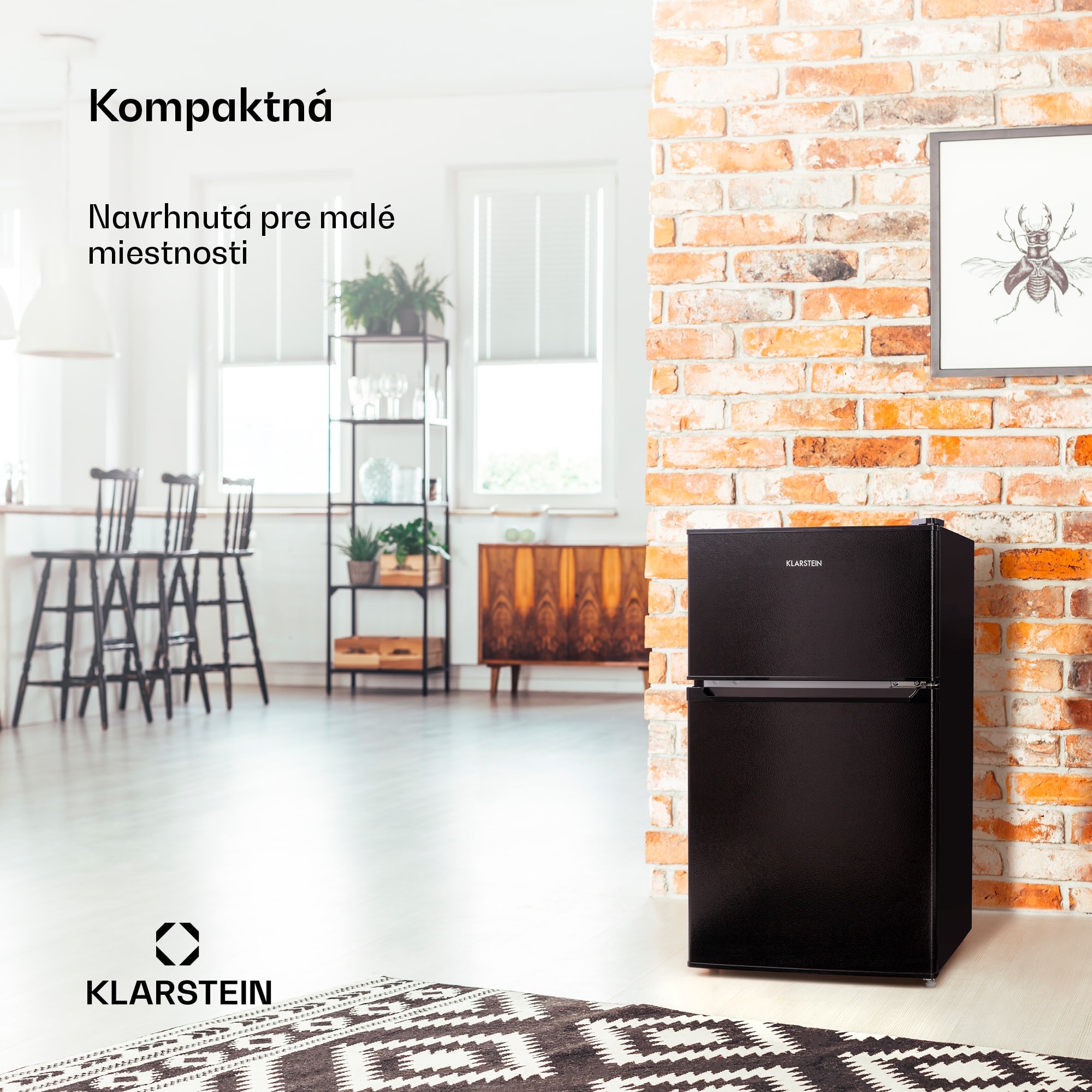 Klarstein Big Daddy Cool, kombinovaná chladnička, 61/26 l, 40 dB, energet. trieda F, čierna – Obrázok 3