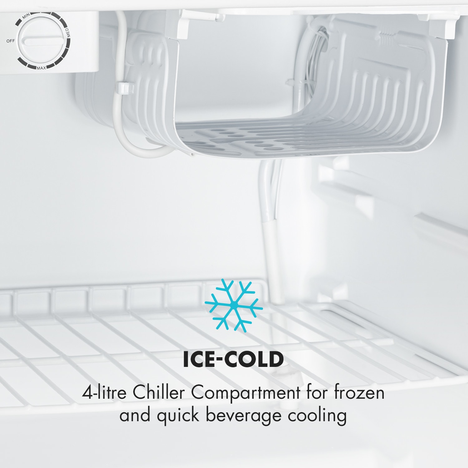 Klarstein Cool Kid, mini chladnička, 66 l, mraziaci priečinok 4 l, 41 dB, energet. trieda F, brúsená nehrdzavejúca oceľ – Obrázok 3