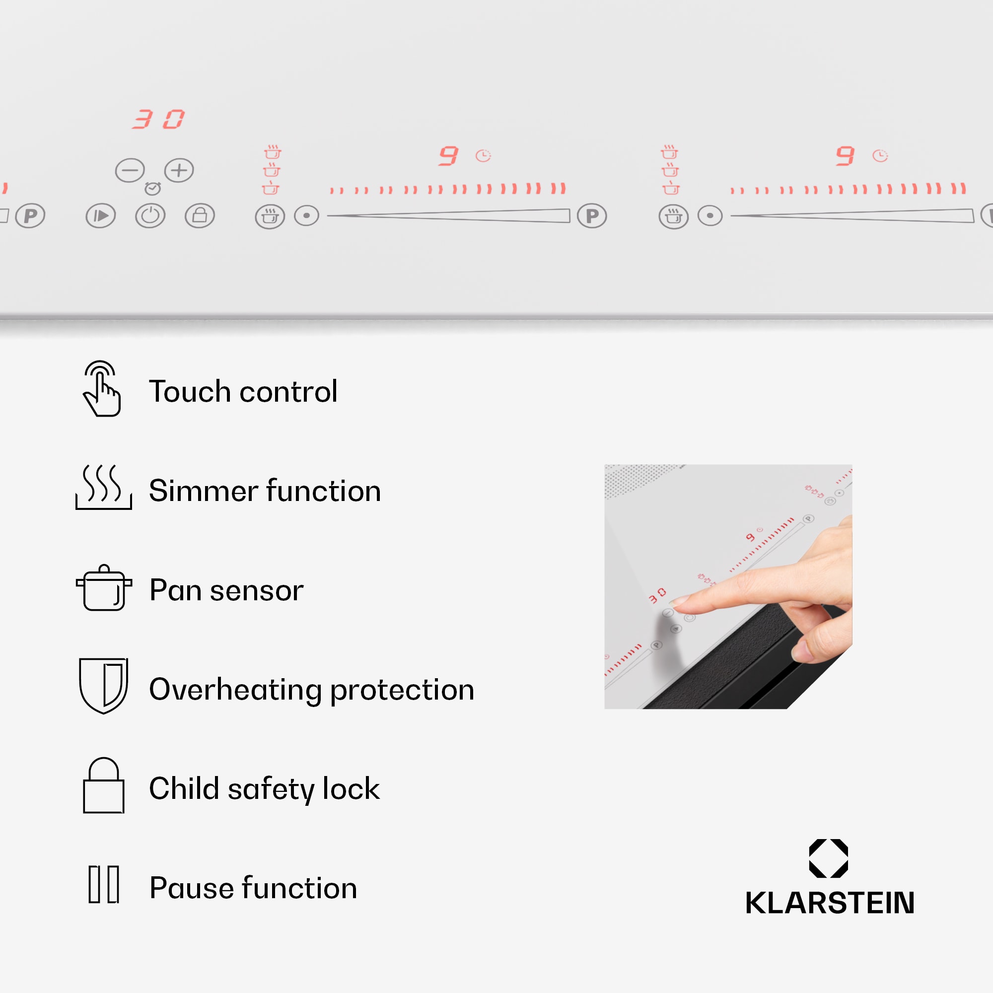 Klarstein Masterzone 77 Hybrid, indukčná varná doska, max. 7200 W, vstavaná, 4 Flex zóny, technológia ThermoBoost, Smart Flex – Obrázok 5
