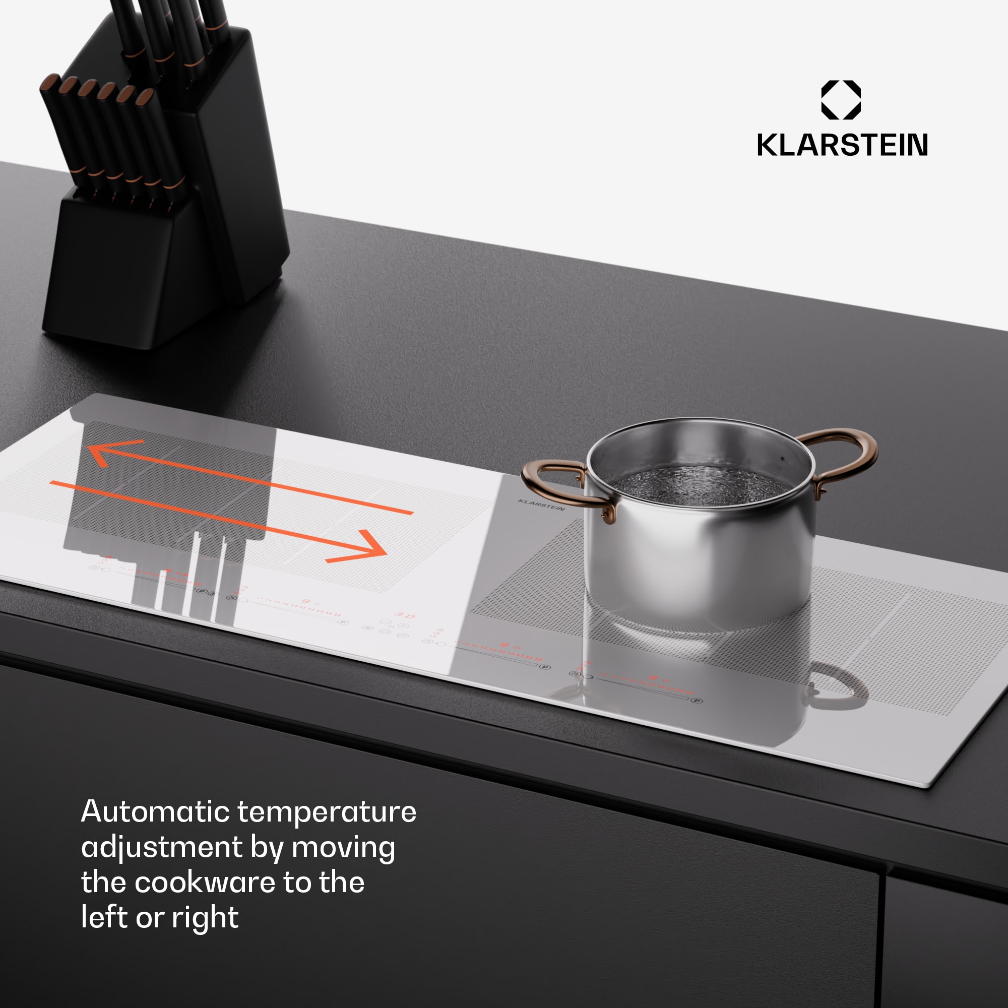 Klarstein Masterzone 90 Slim Flex, indukčná varná doska, max. 7200 W, vstavaná, 4 zóny, 2 Flex zóny, technológia ThermoBoost, Smart Flex – Obrázok 4