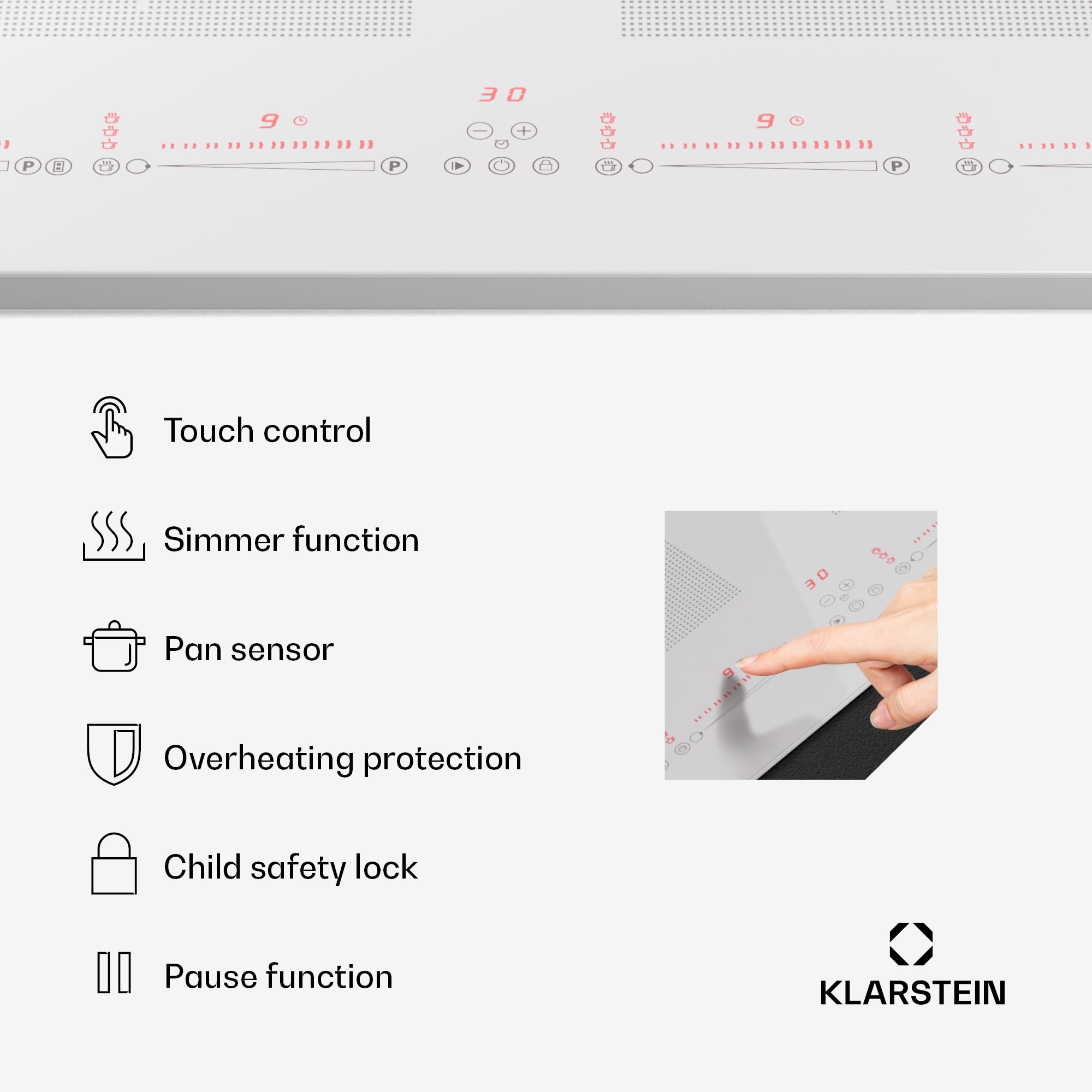 Klarstein Masterzone 90 Slim Flex, indukčná varná doska, max. 7200 W, vstavaná, 4 zóny, 2 Flex zóny, technológia ThermoBoost, Smart Flex – Obrázok 5