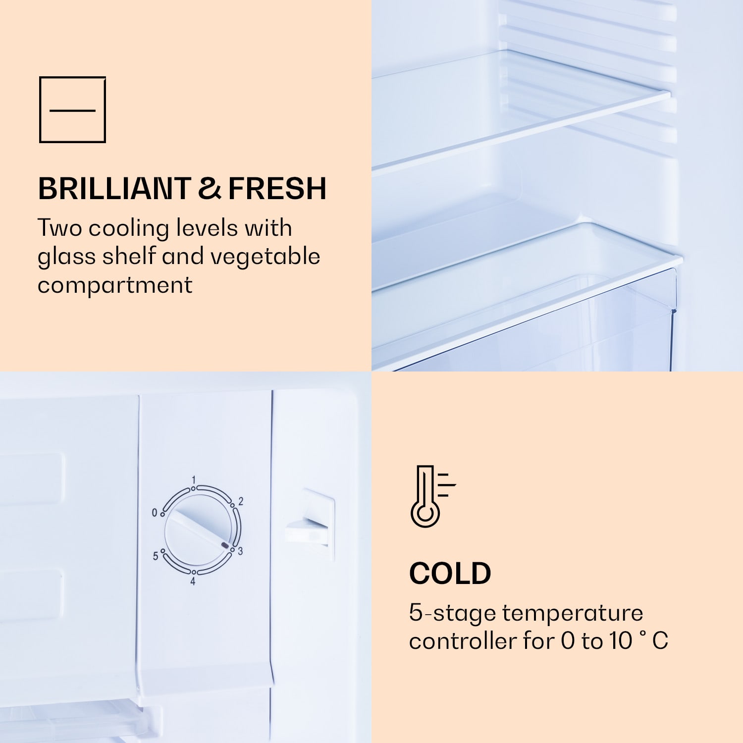 Klarstein CoolArt 79L, kombinovaná chladnička s mrazničkou, EEK E, mraziaci priestor 9 l, dizajnové dvere – Obrázok 5