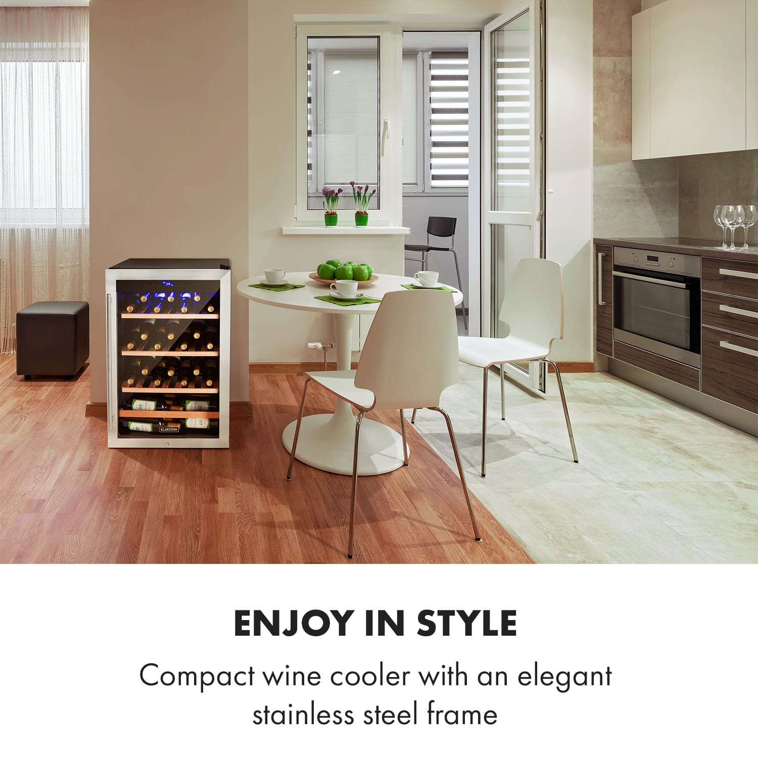 Klarstein Vinamour 48 Uno, vinotéka, 128 l, 48 fliaš, 3 police, 4–18°C, nehrdzavejúca oceľ – Obrázok 2