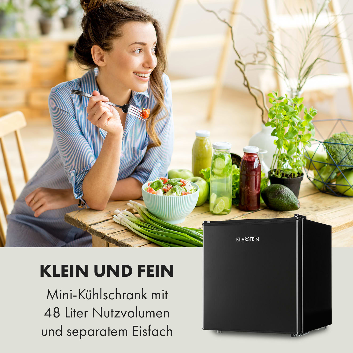 Klarstein Obsidian, chladnička, 46 l, priehradka na zeleninu – Obrázok 2