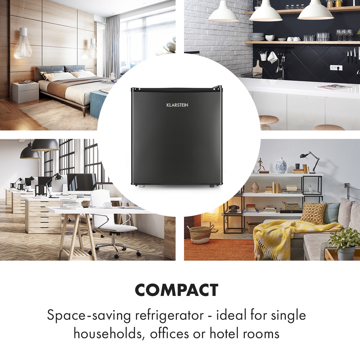 Klarstein Obsidian, chladnička, 46 l, priehradka na zeleninu – Obrázok 4