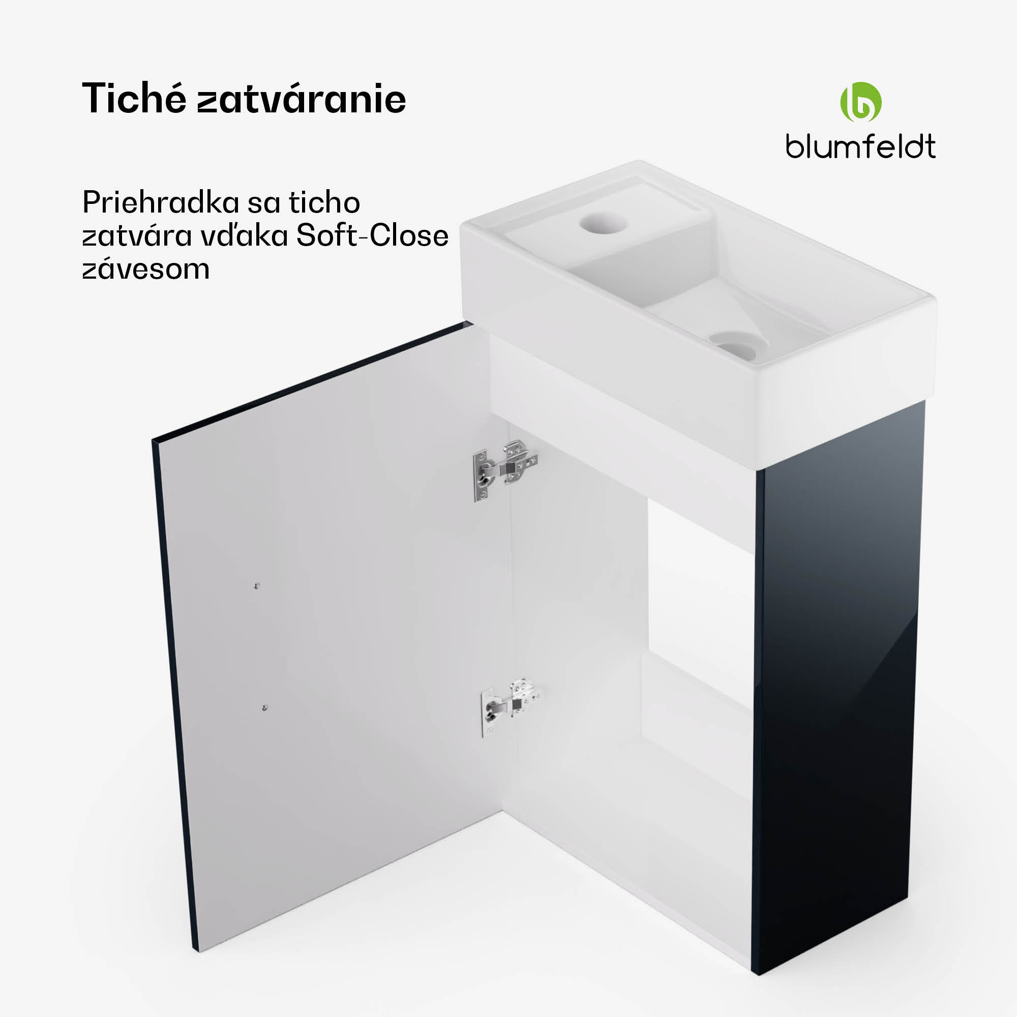 Blumfeldt Johnstone, umývadlo a skrinka do kúpeľne, 40 cm, keramické umývadlo, zatváranie Soft-Close – Obrázok 4