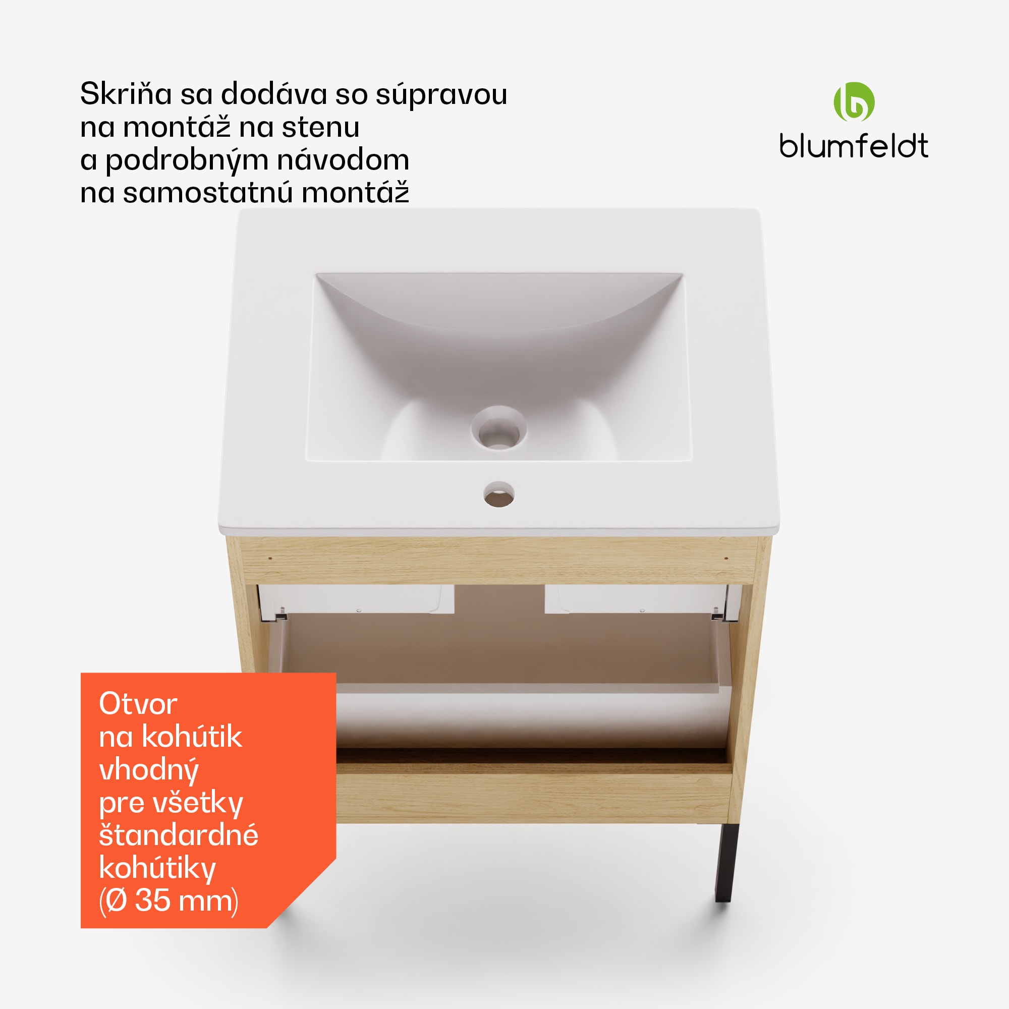 Blumfeldt Johnstone, umývadlo a skrinka do kúpeľne, 60 cm, keramické umývadlo – Obrázok 5