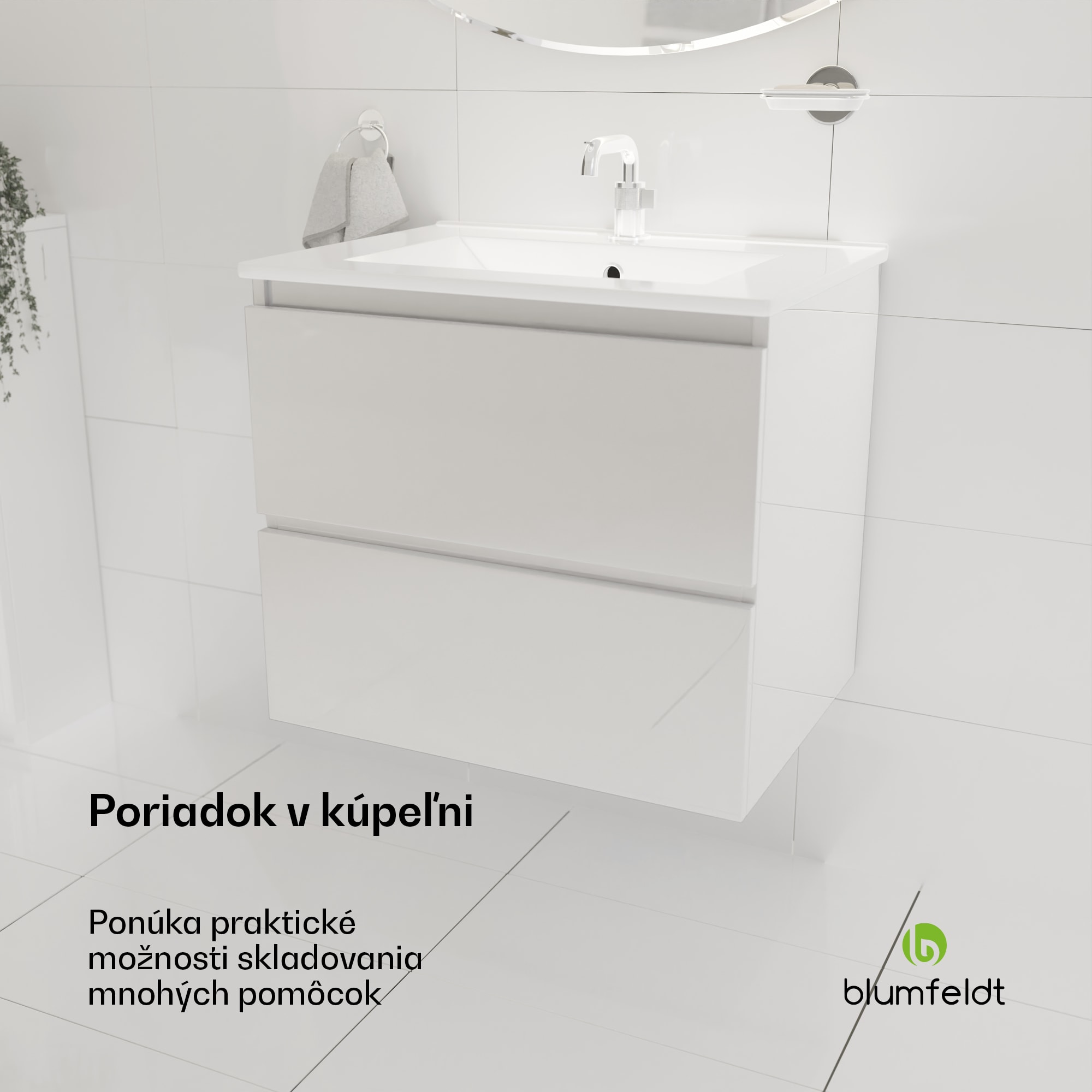 Blumfeldt Johnstone, umývadlo a skrinka do kúpeľne, 60 cm, keramické umývadlo, zatváranie Soft-Close – Obrázok 2