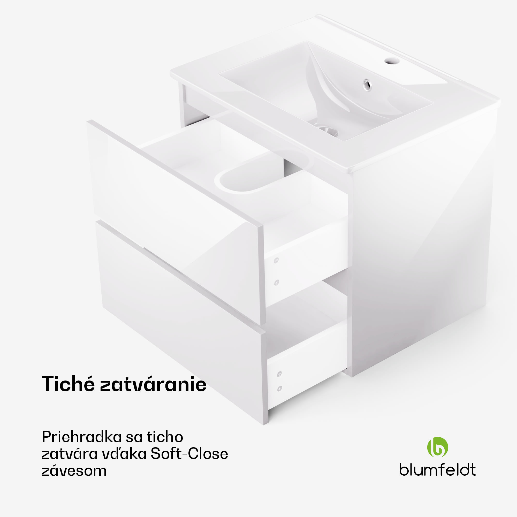 Blumfeldt Johnstone, umývadlo a skrinka do kúpeľne, 60 cm, keramické umývadlo, zatváranie Soft-Close – Obrázok 4