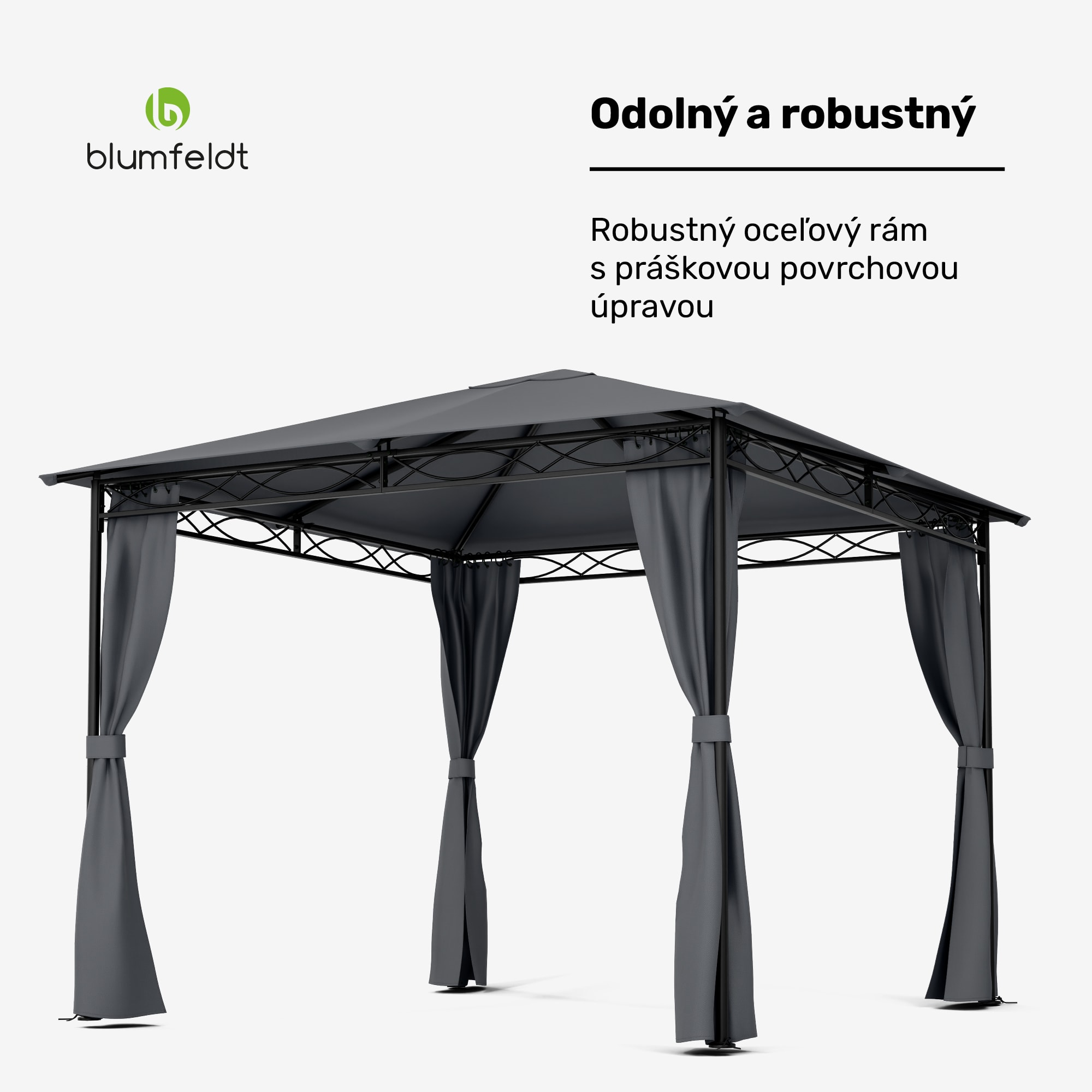 Blumfeldt Mondo, záhradný altánok, párty stan, oceľ, polyester, tmavosivý – Obrázok 3