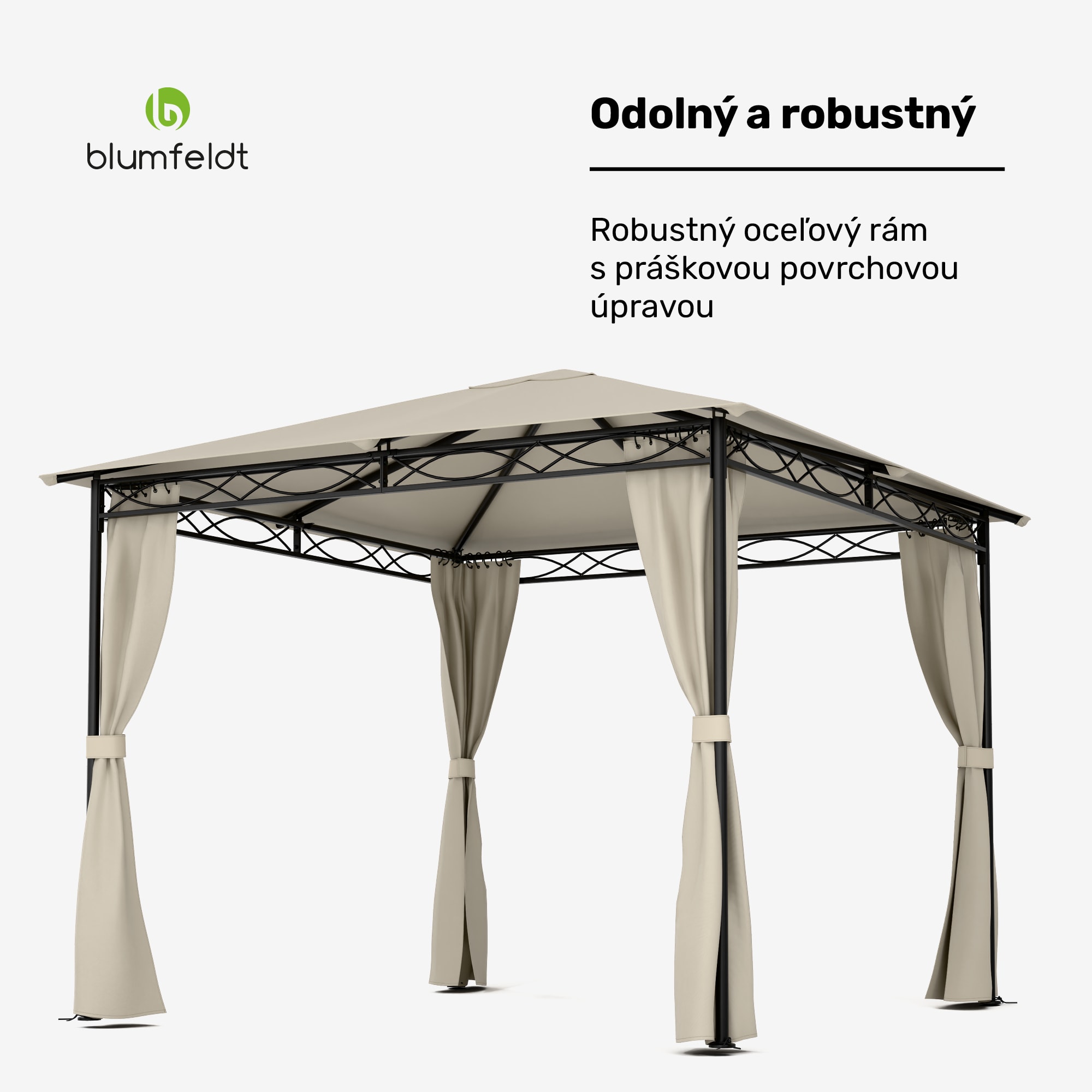 Blumfeldt Mondo, záhradný altánok, párty stan, 295 x 262 x 295, oceľ, polyester, béžový – Obrázok 3