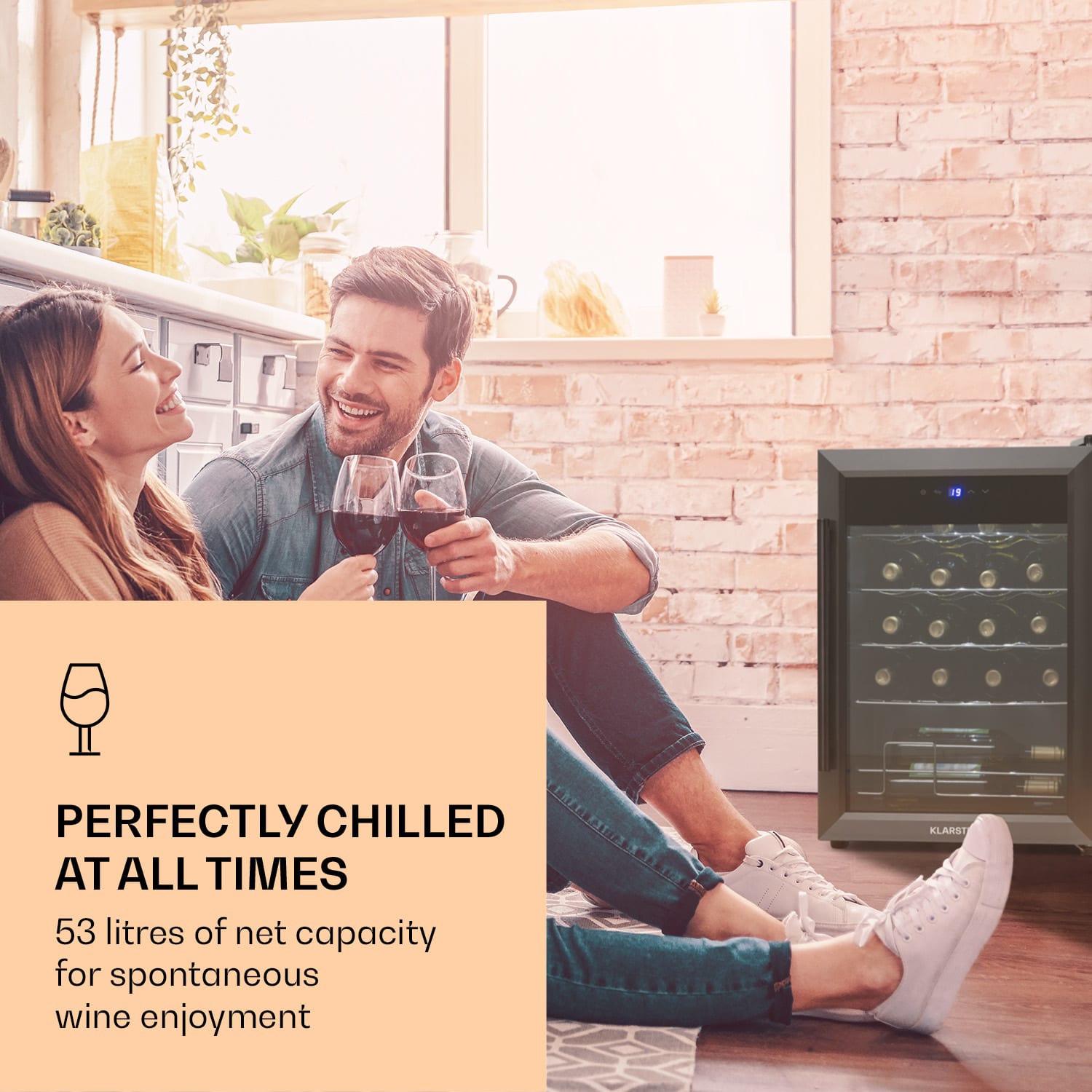 Klarstein Ultimo 20 Uno, vinotéka, 53 l, 131 W, 5–18°C, dotykový ovládací panel – Obrázok 2