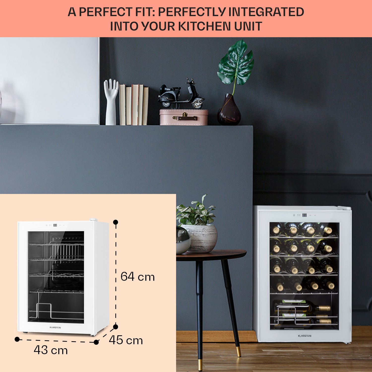 Klarstein Shiraz 20 Uno, vinotéka, 53 l, 20 fliaš, 5-18°C, dotykový ovládací panel – Obrázok 4