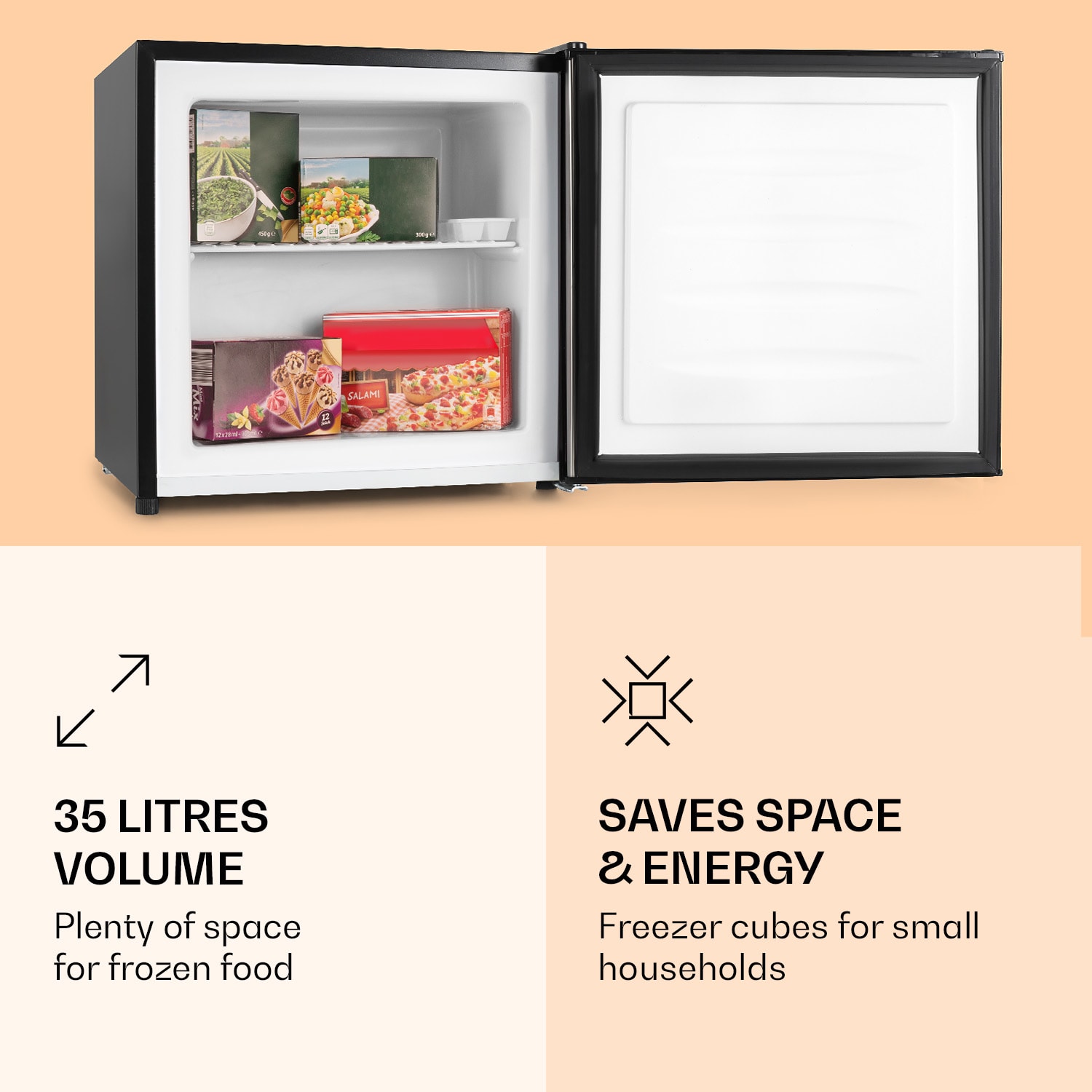 Klarstein Garfield, mraznička, mraziaci box, 31 l, 65 W, 2 úrovne, nehrdzavejúca oceľ – Obrázok 3