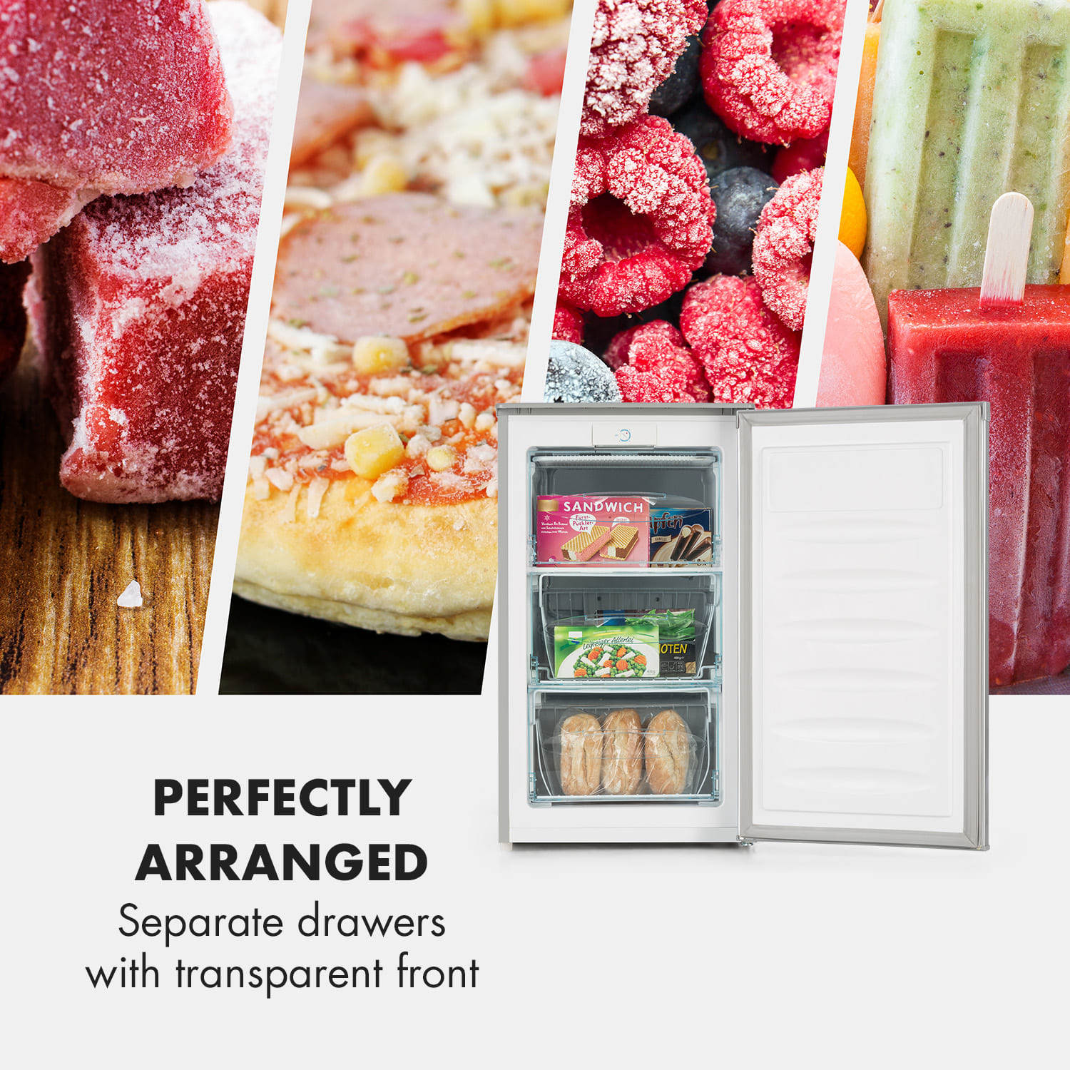 Klarstein Garfield XL, mraznička, 60 l, 80 W, 4 hviezdičky, prevádzková hlučnosť: 41 dB – Obrázok 3