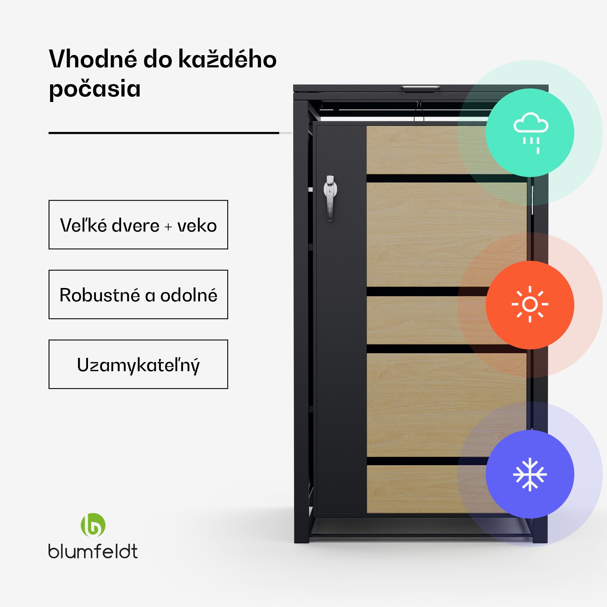 Blumfeldt BinSafe, box na odpadky, 1 odpadkový kôš, 240 l, uzamykateľný, pozinkovaná oceľ odolná voči poveternostným vplyvom – Obrázok 2