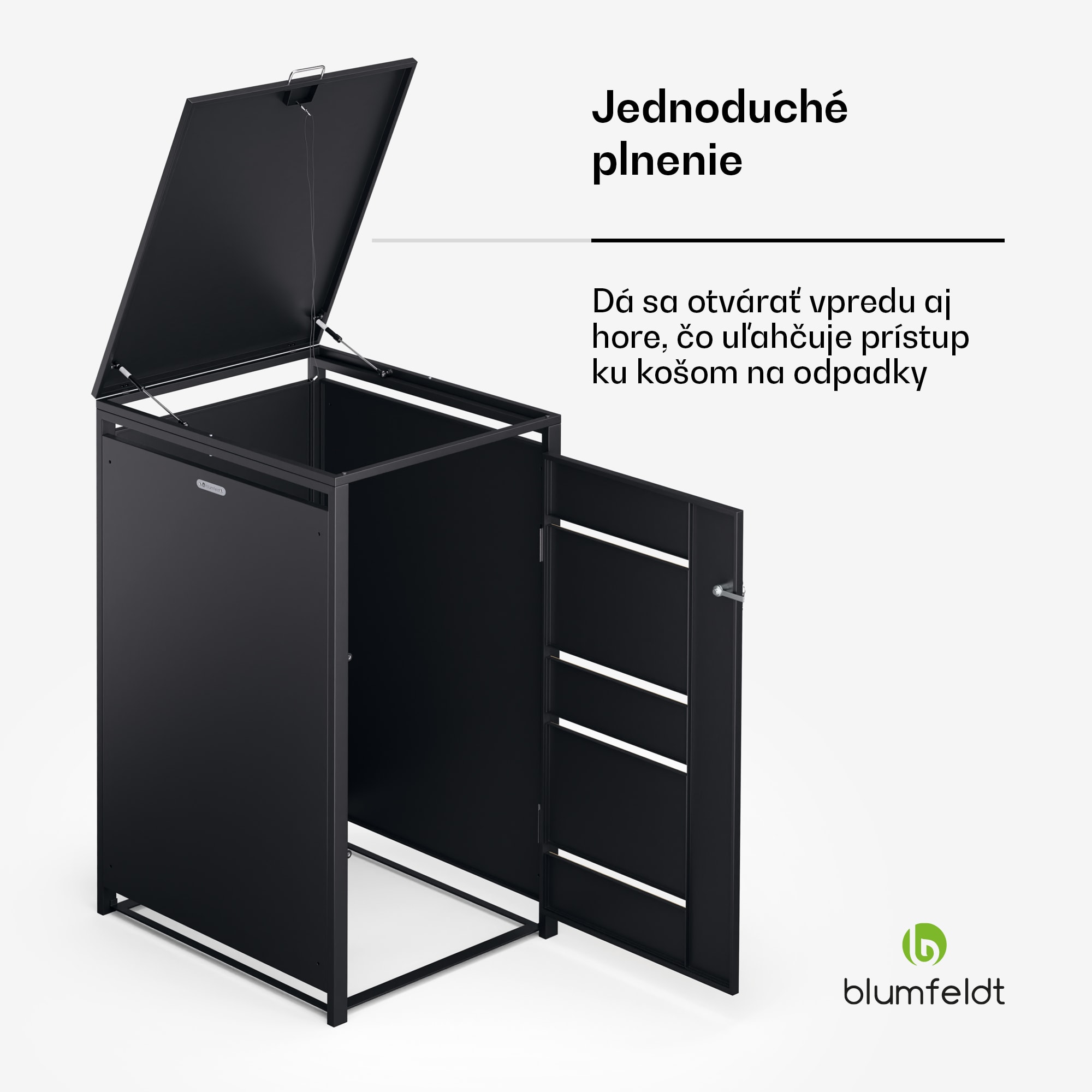 Blumfeldt BinSafe, box na odpadky, 1 odpadkový kôš, 240 l, uzamykateľný, pozinkovaná oceľ odolná voči poveternostným vplyvom – Obrázok 5