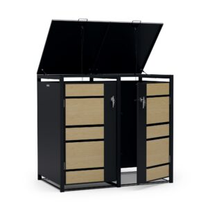 Blumfeldt BinSafe, box na odpadky, 2 odpadkové koše, 240 l, uzamykateľný, pozinkovaná oceľ odolná voči poveternostným vplyvom