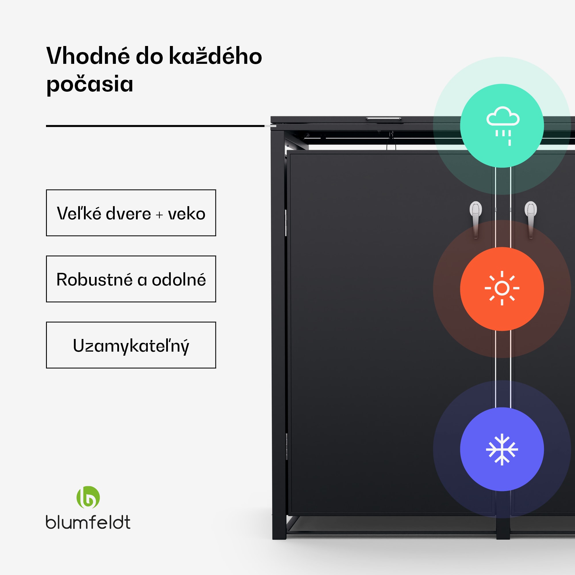 Blumfeldt BinSafe, box na odpadky, 2 odpadkové koše, 240 l, uzamykateľný, pozinkovaná oceľ odolná voči poveternostným vplyvom – Obrázok 2