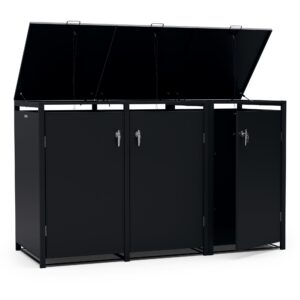 Blumfeldt BinSafe, box na odpadky, 3 odpadkové koše, 240 l, uzamykateľný, pozinkovaná oceľ odolná voči poveternostným vplyvom