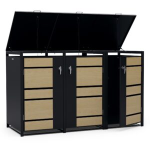 Blumfeldt BinSafe, box na odpadky, 3 odpadkové koše, 240 l, uzamykateľný, pozinkovaná oceľ odolná voči poveternostným vplyvom