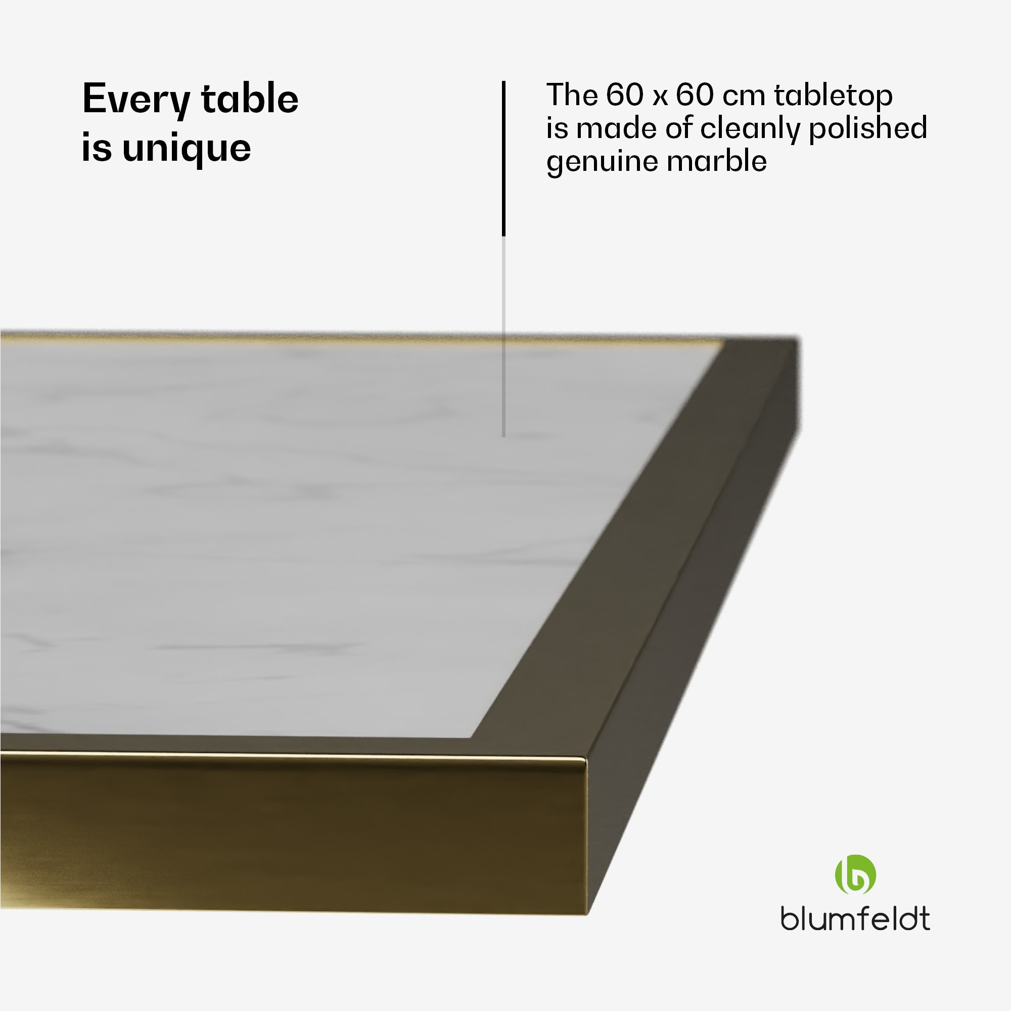 Blumfeldt Patras Lux, bistro stôl, mramorová stolová doska, 60 x 60 cm, podstavec z liatiny – Obrázok 3